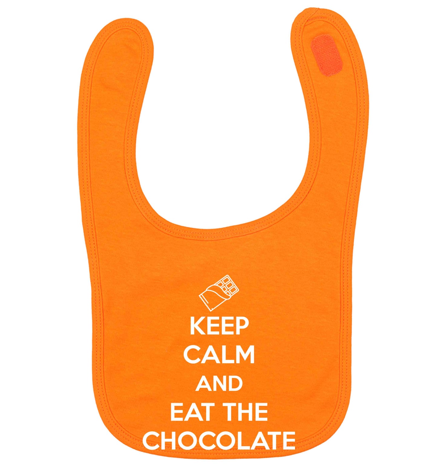 funny gift for a chocaholic! Keep calm and eat the chocolate orange baby bib