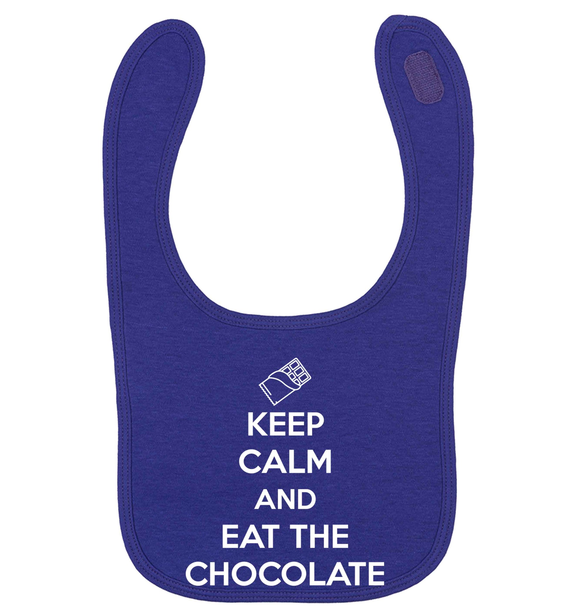 funny gift for a chocaholic! Keep calm and eat the chocolate | baby bib