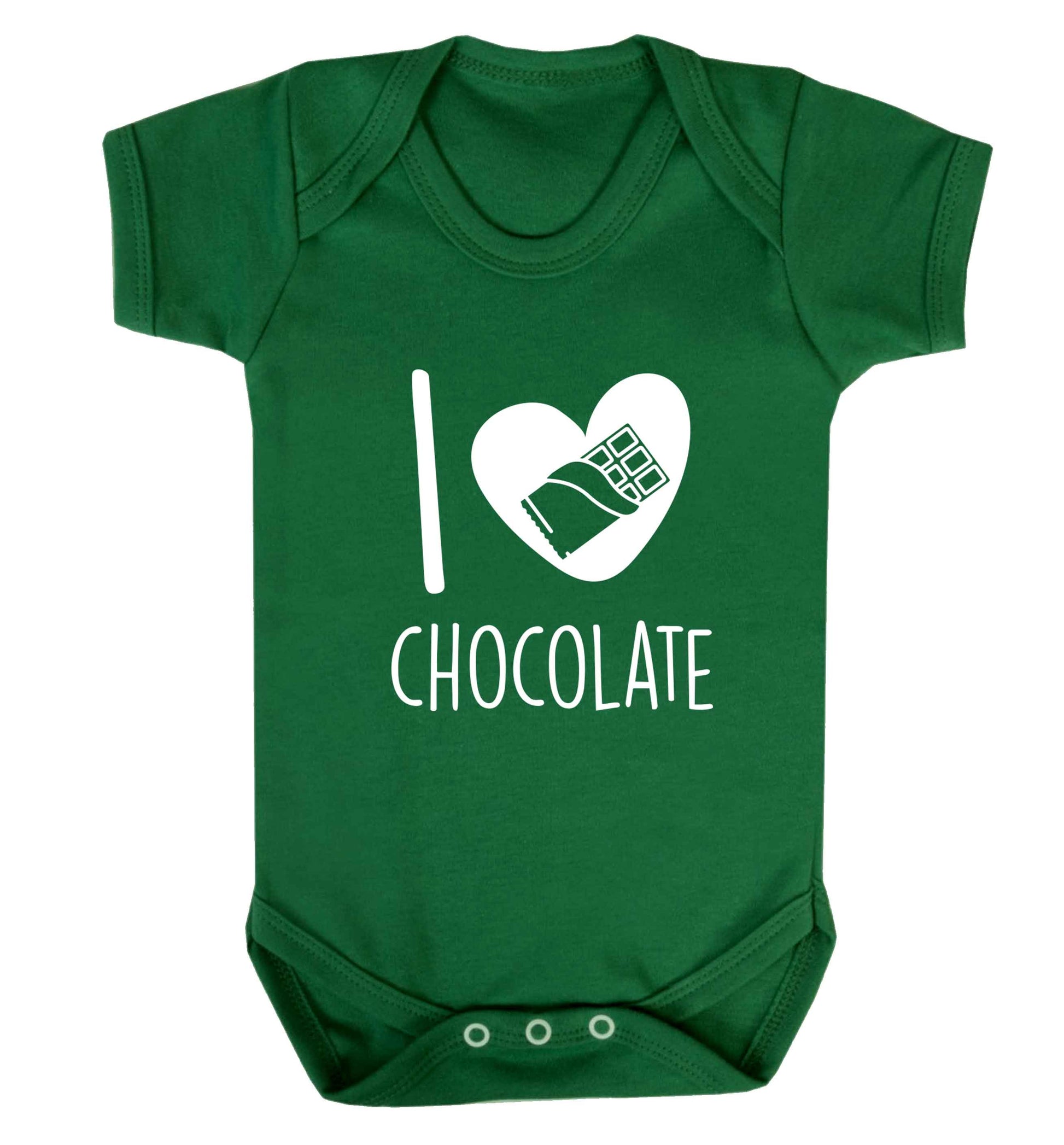 funny gift for a chocaholic! I love chocolate baby vest green 18-24 months