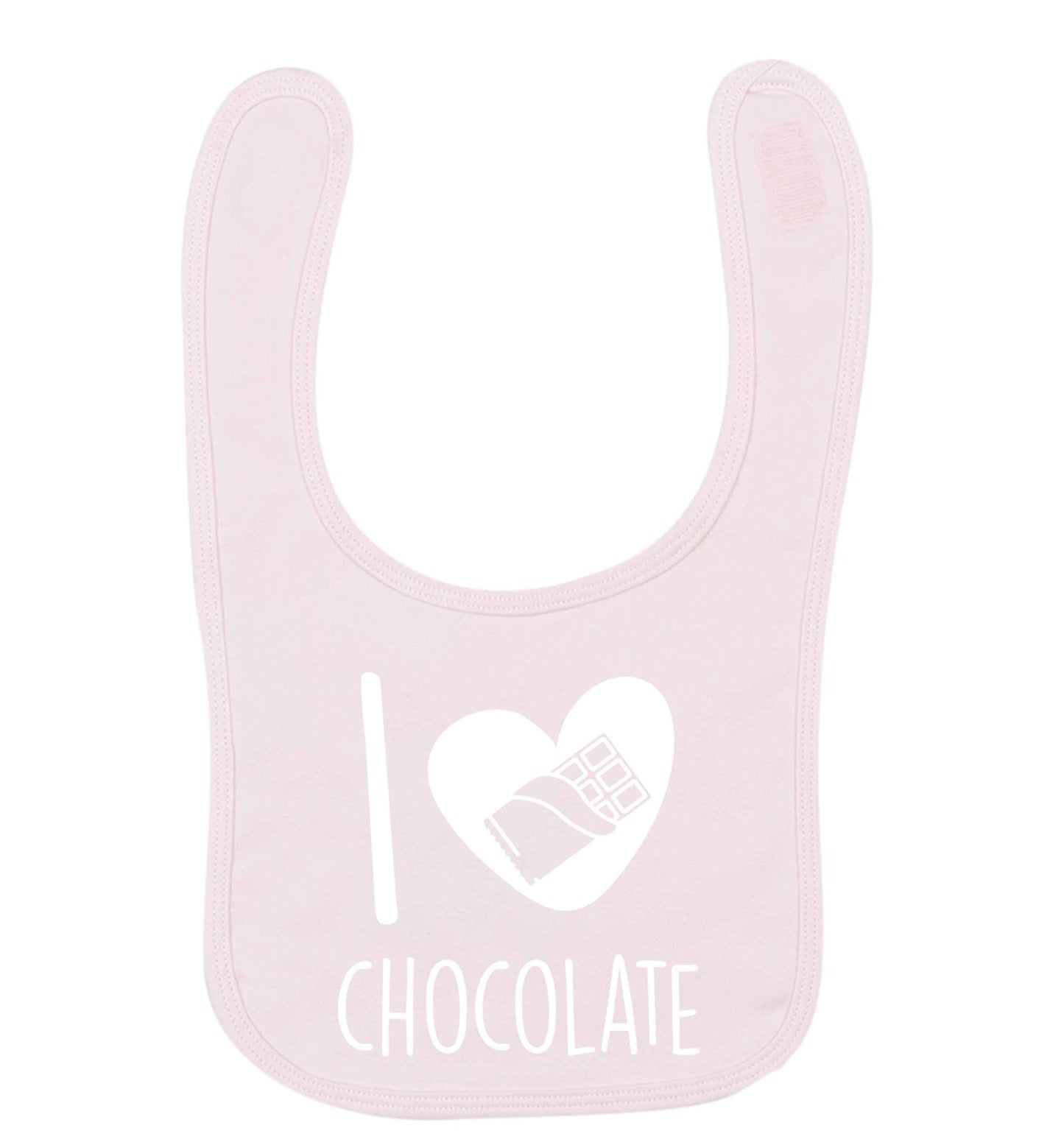funny gift for a chocaholic! I love chocolate pale pink baby bib