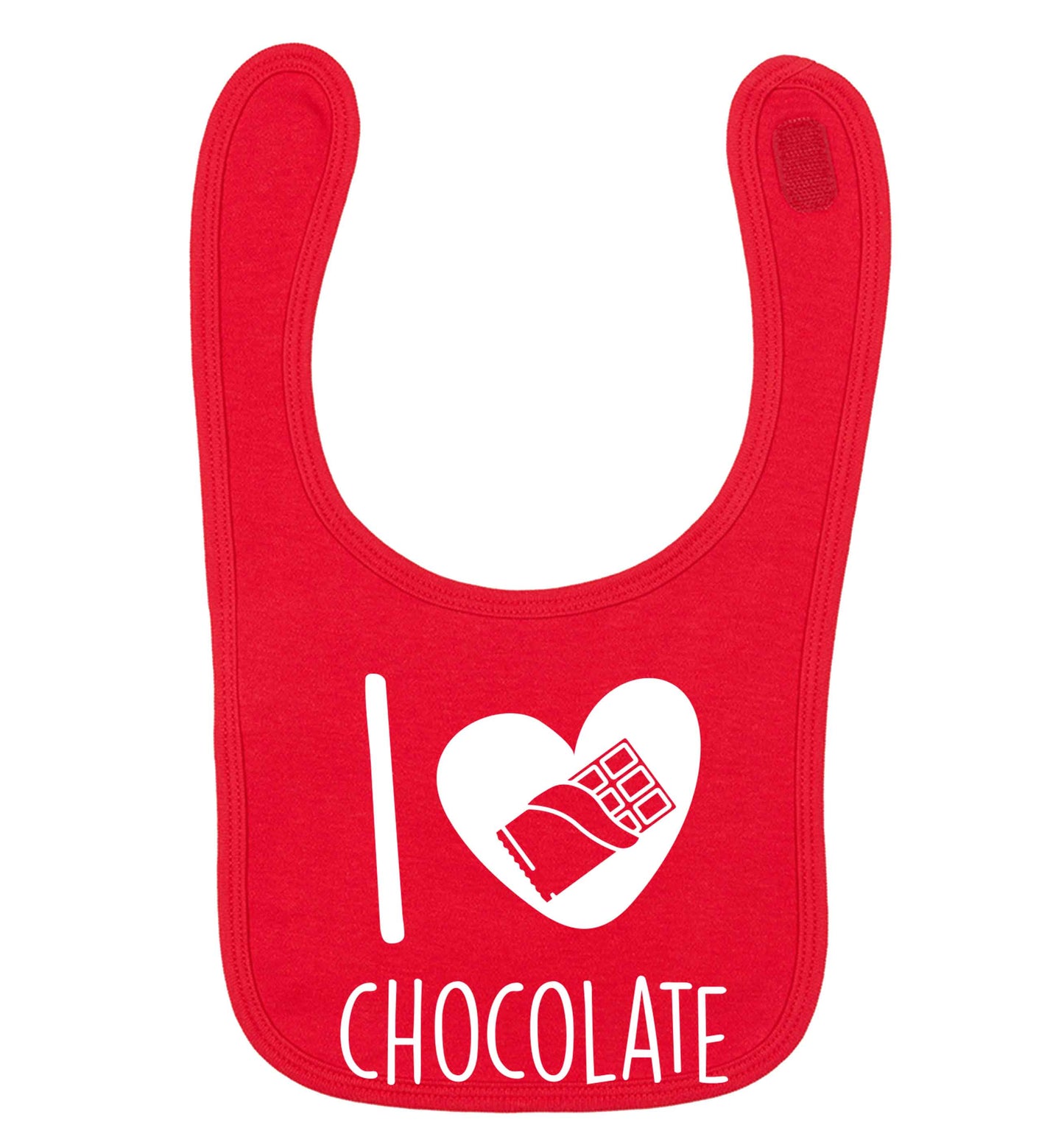 funny gift for a chocaholic! I love chocolate red baby bib