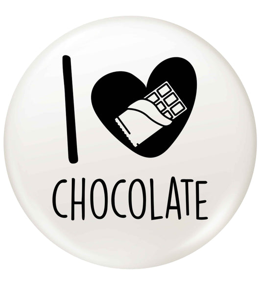 funny gift for a chocaholic! I love chocolate small 25mm Pin badge
