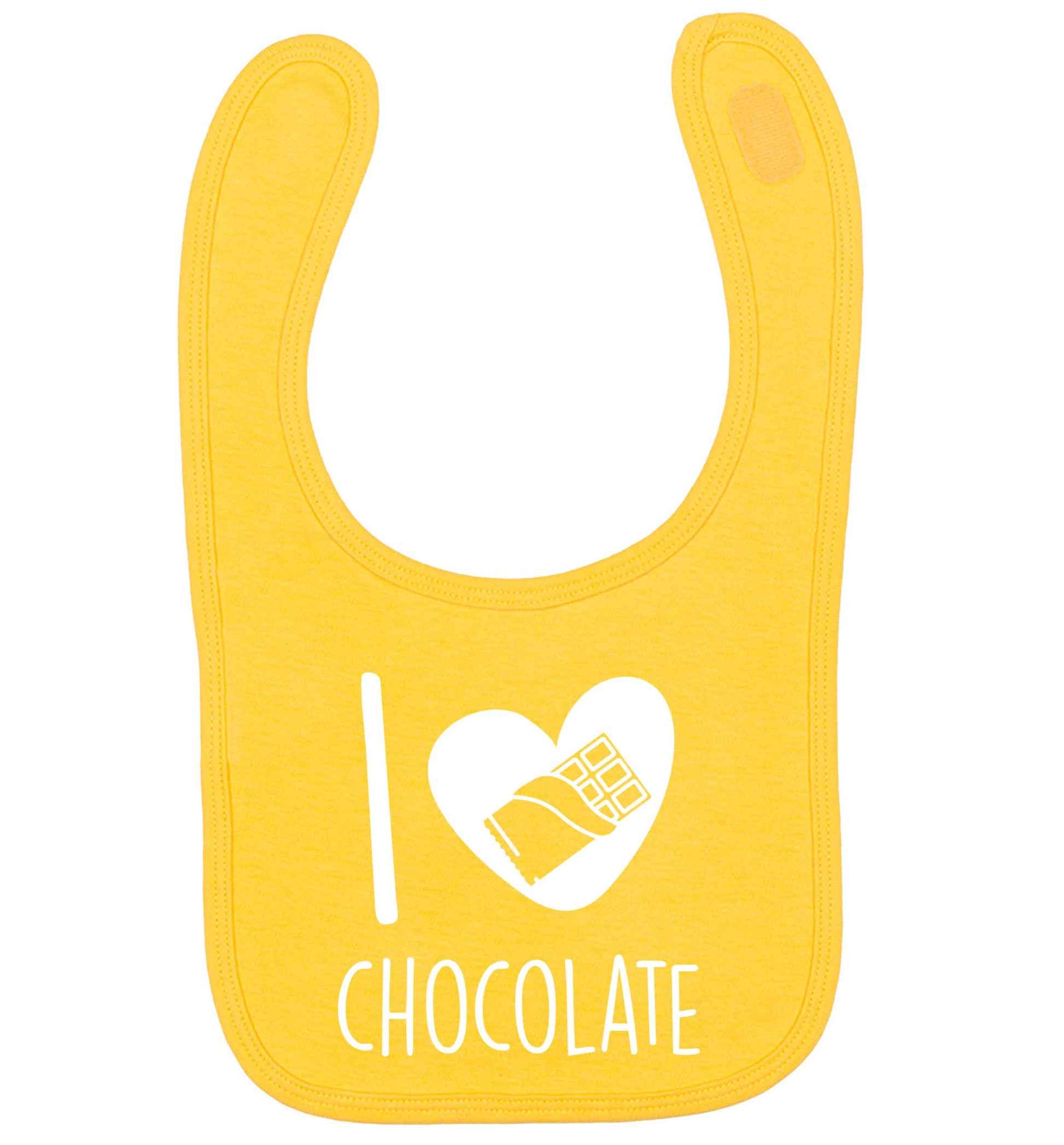 funny gift for a chocaholic! I love chocolate yellow baby bib