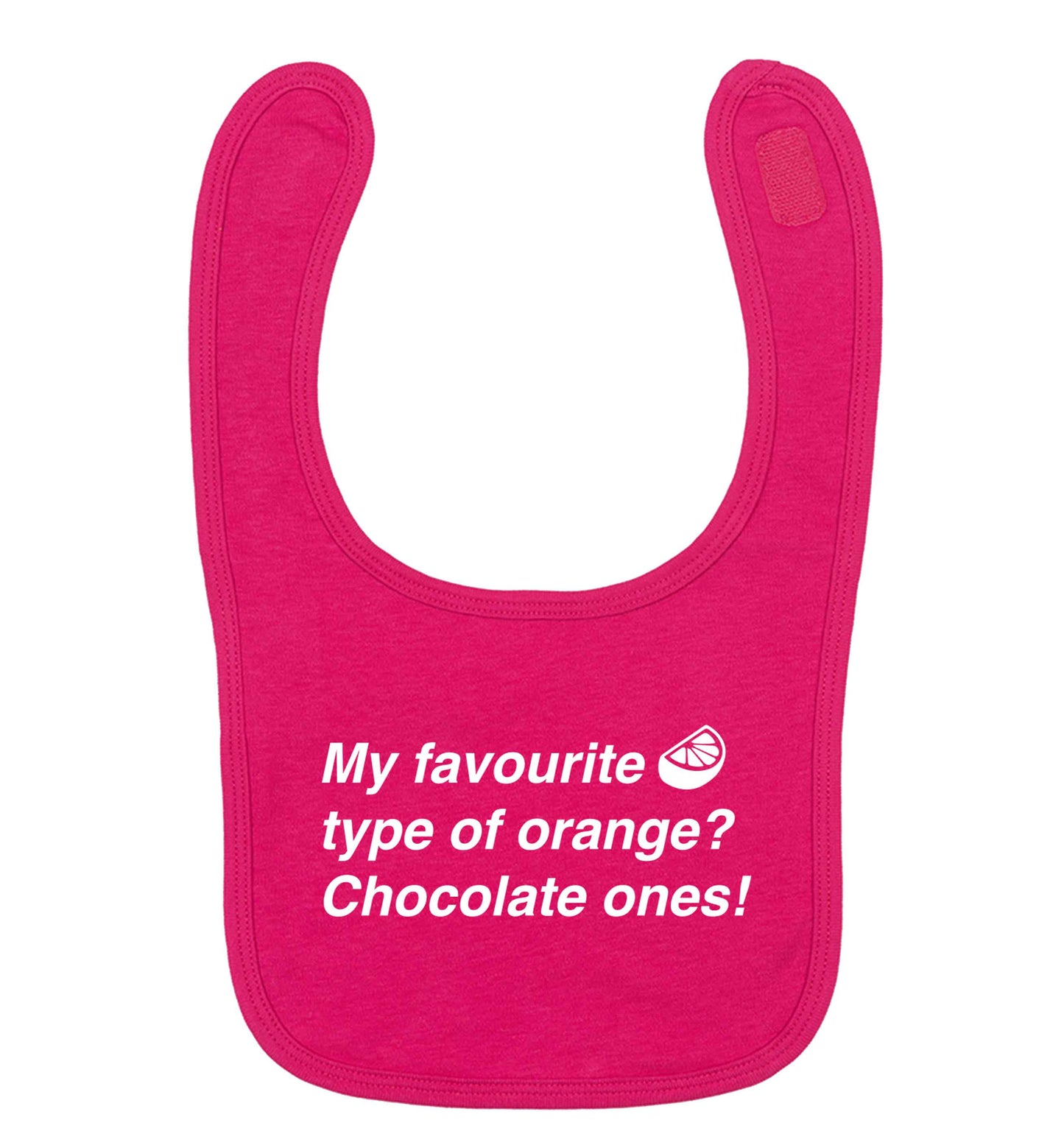 funny gift for a chocaholic! My favourite kind of oranges? Chocolate ones! dark pink baby bib