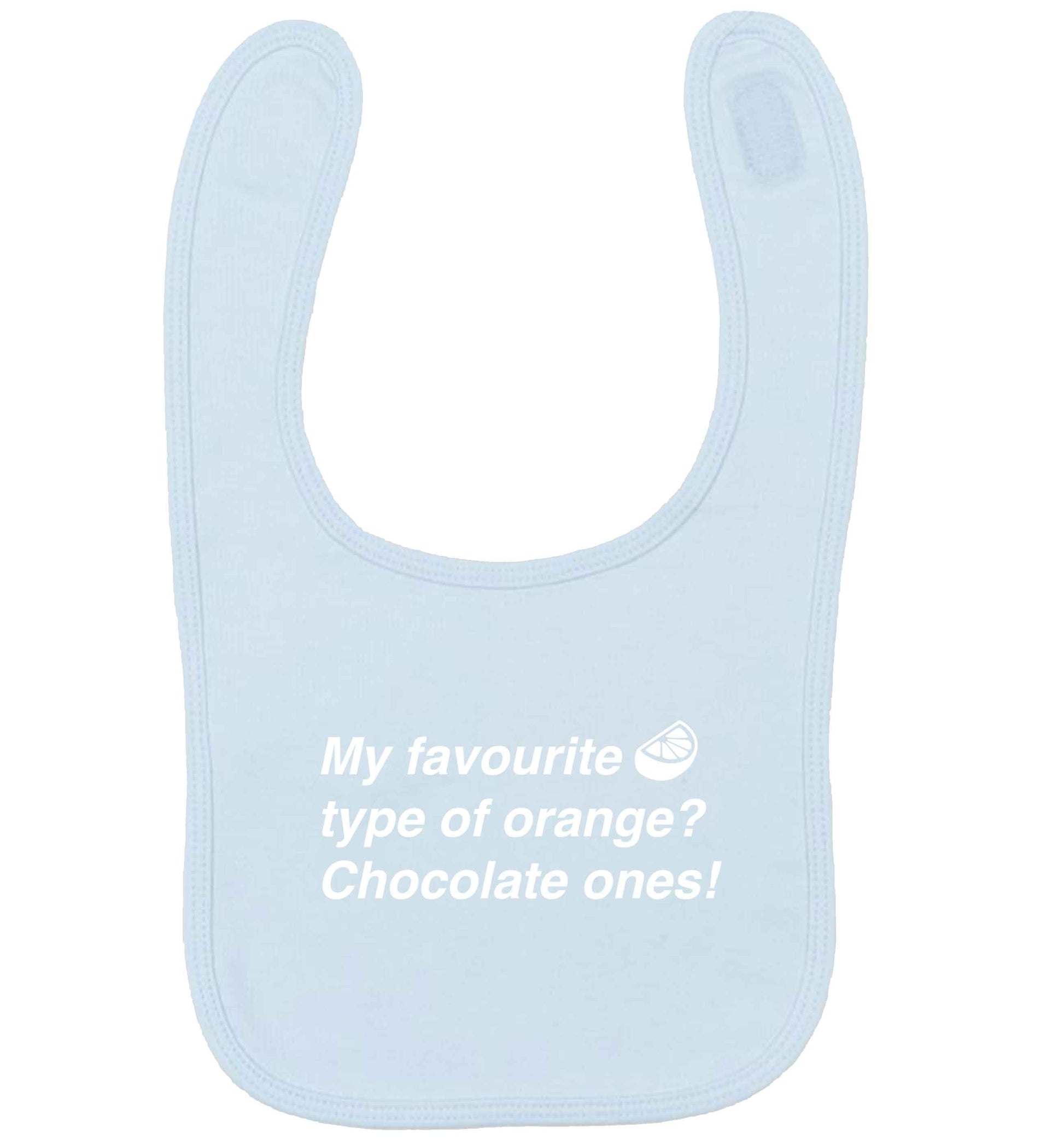 funny gift for a chocaholic! My favourite kind of oranges? Chocolate ones! pale blue baby bib