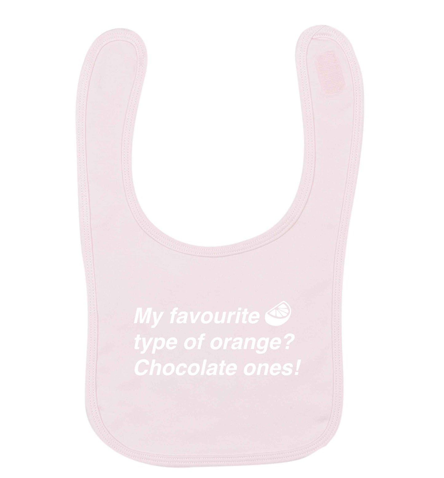 funny gift for a chocaholic! My favourite kind of oranges? Chocolate ones! pale pink baby bib