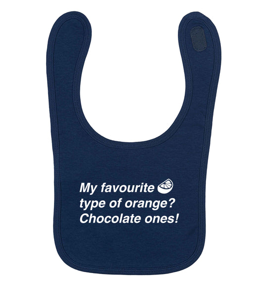 funny gift for a chocaholic! My favourite kind of oranges? Chocolate ones! navy baby bib