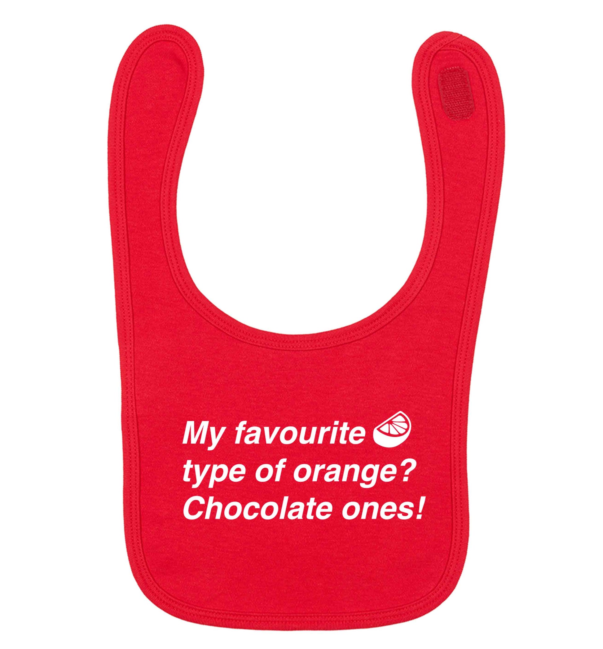 funny gift for a chocaholic! My favourite kind of oranges? Chocolate ones! red baby bib