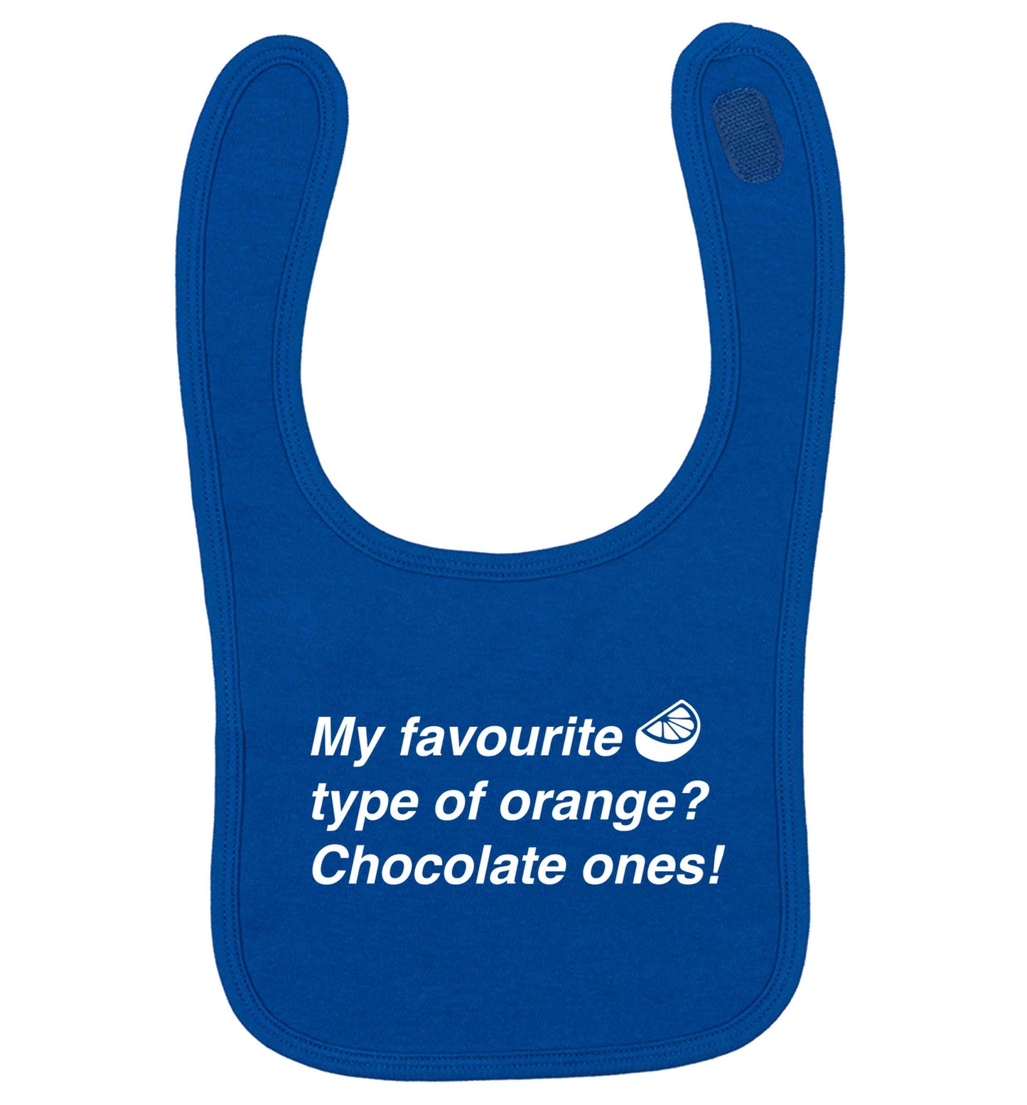 funny gift for a chocaholic! My favourite kind of oranges? Chocolate ones! royal blue baby bib