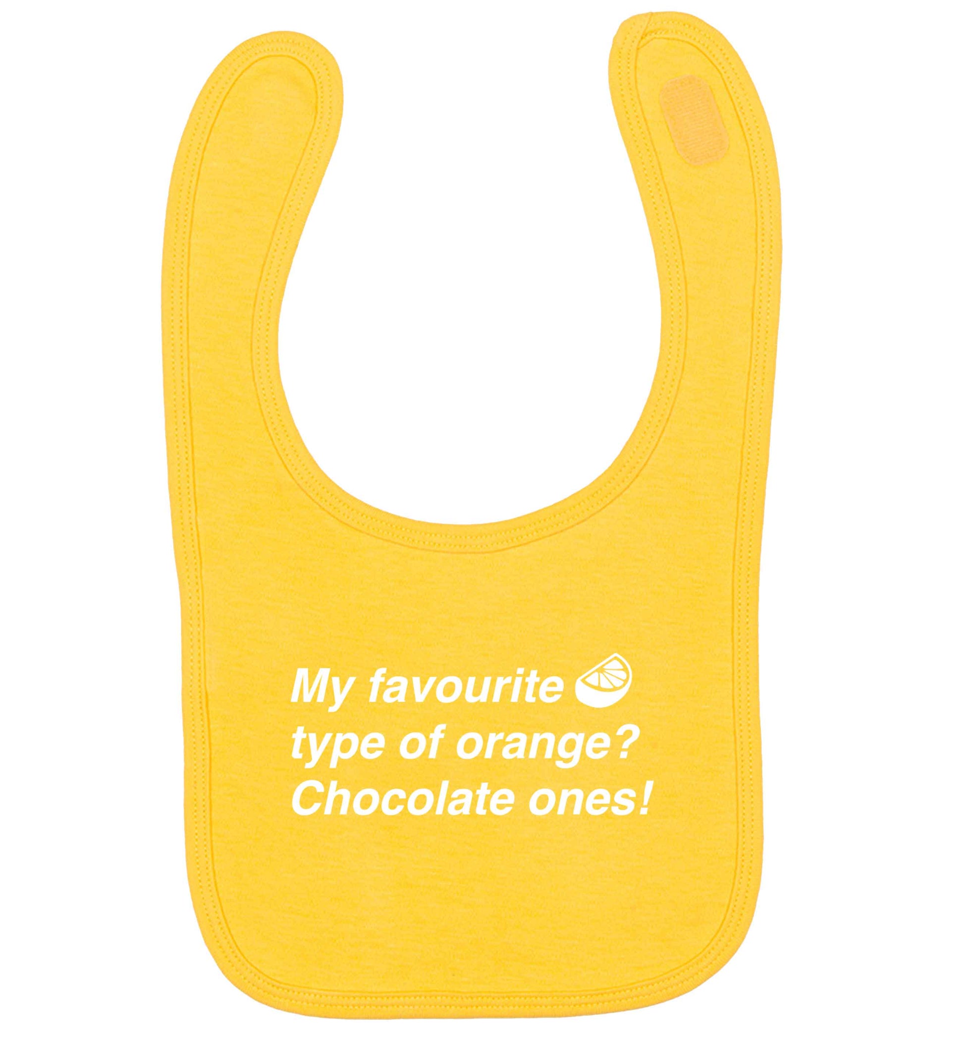 funny gift for a chocaholic! My favourite kind of oranges? Chocolate ones! yellow baby bib