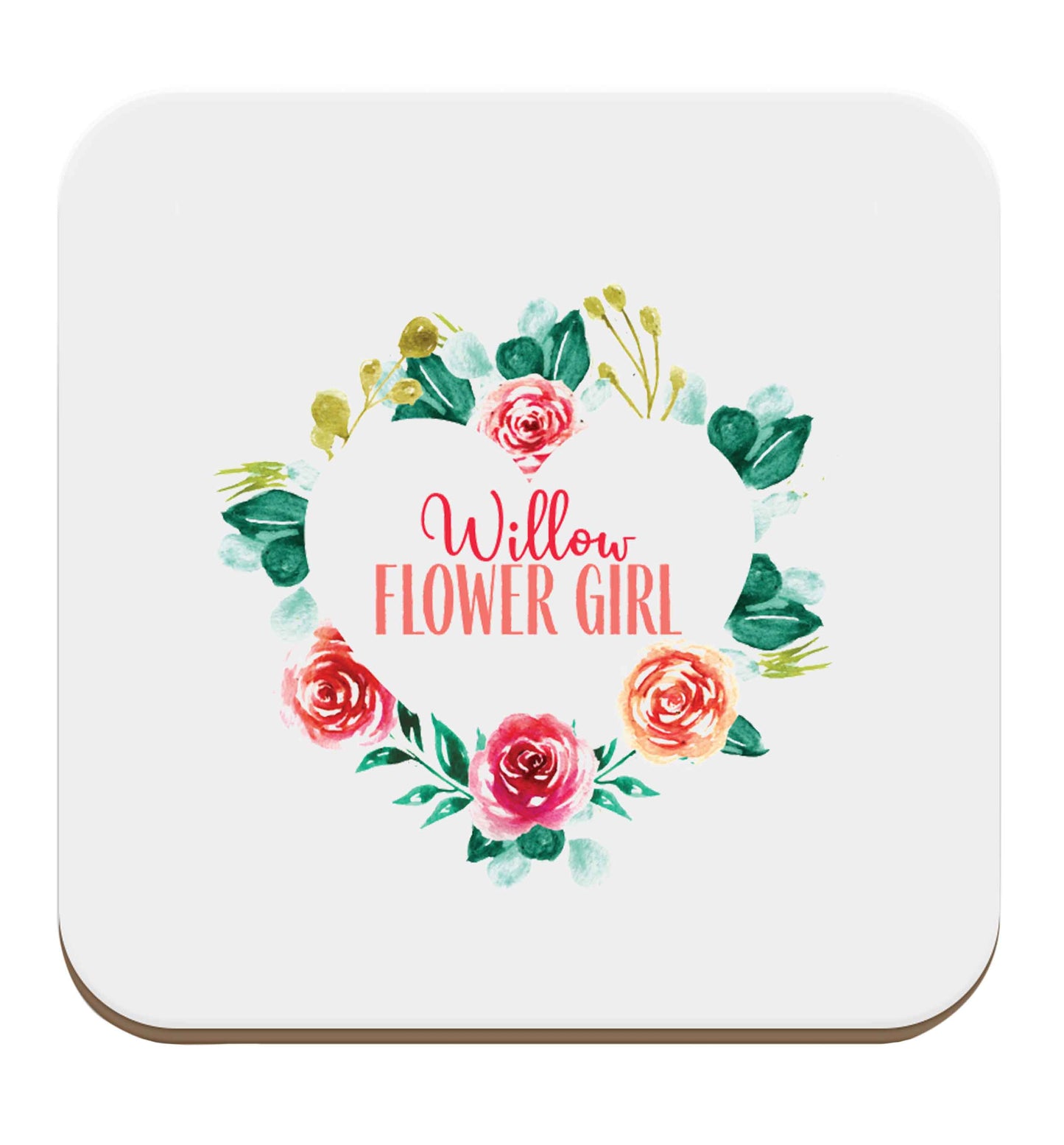 Perfect wedding guest favours or hen party gifts! Personalised bridal floral wreath designs, any name, any role! set of four coasters