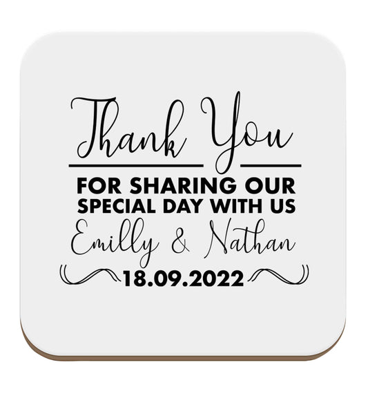 Gorgeous personalised and customisable wedding favour gifts! set of four coasters