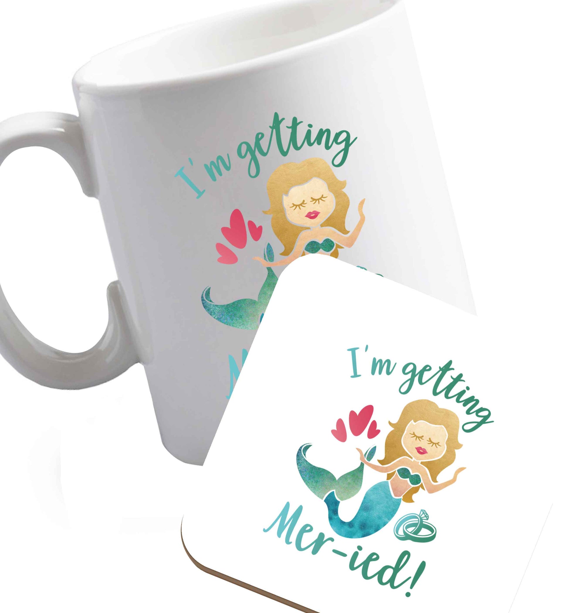 10 oz Personalised wedding thank you's Mr and Mrs wedding and date! Ideal wedding favours!   ceramic mug and coaster set right handed