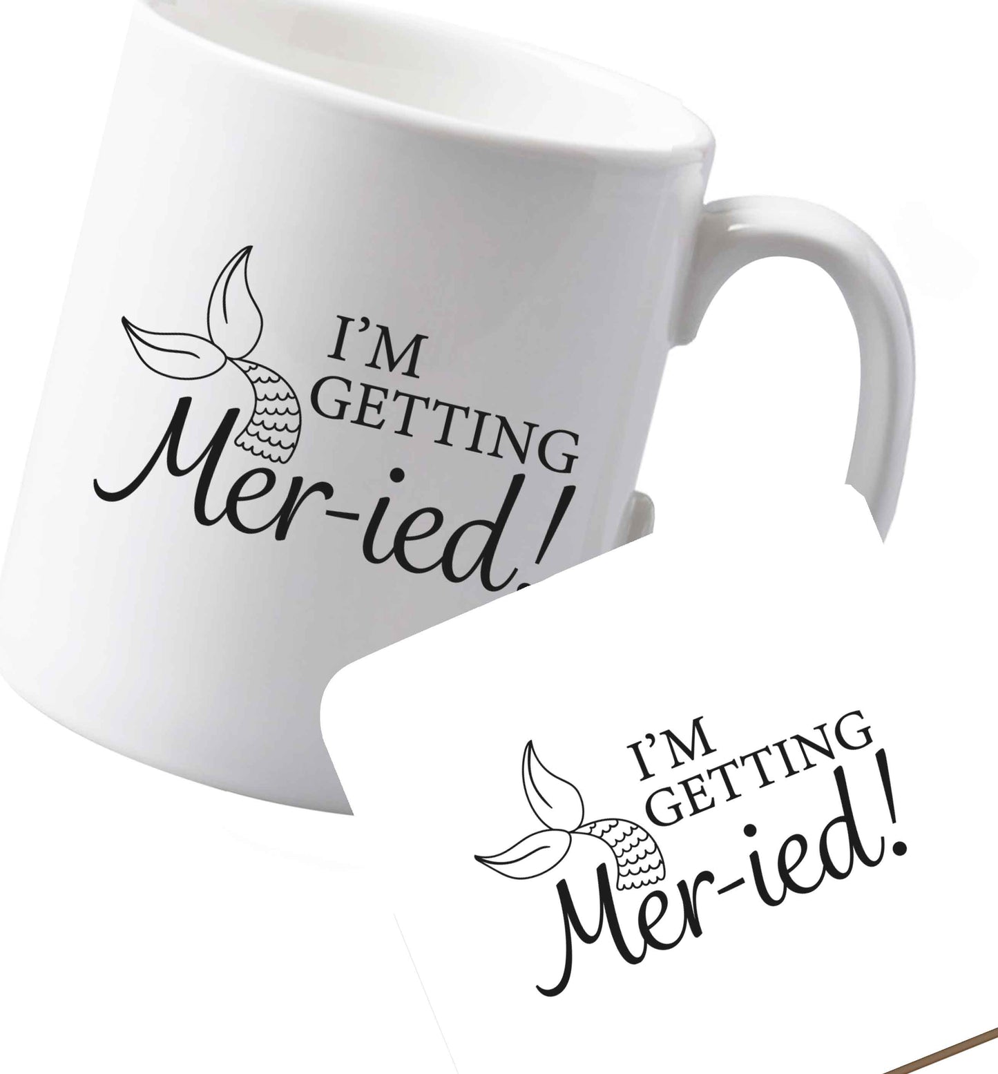 10 oz Ceramic mug and coaster Personalised wedding thank you's Mr and Mrs wedding and date! Ideal wedding favours! both sides