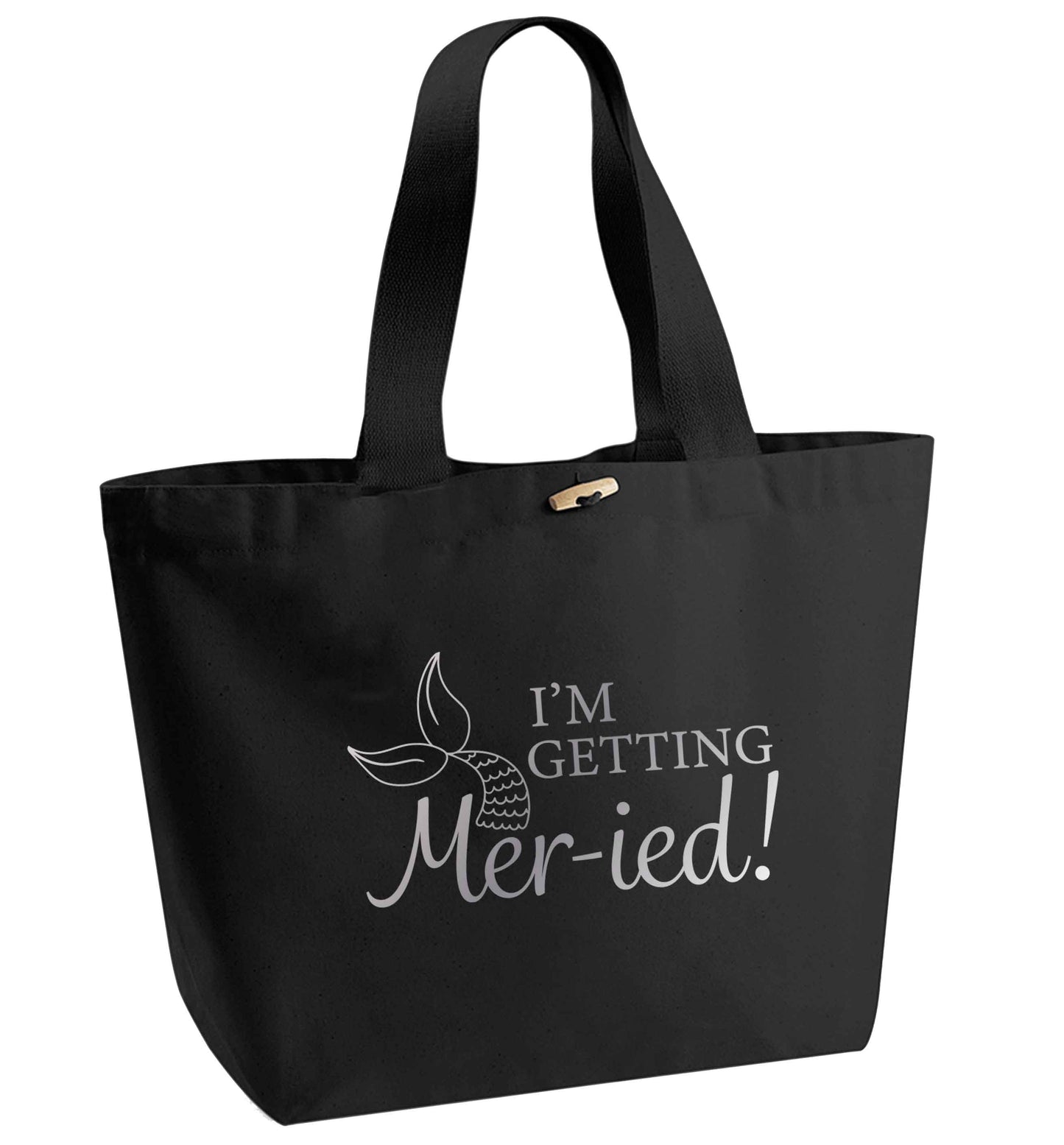 Personalised wedding thank you's Mr and Mrs wedding and date! Ideal wedding favours! organic cotton premium tote bag with wooden toggle in black