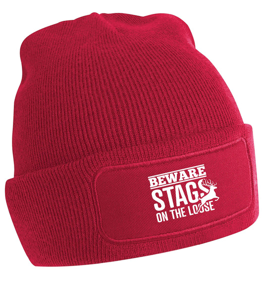 Beware stags on the loose beanie hat