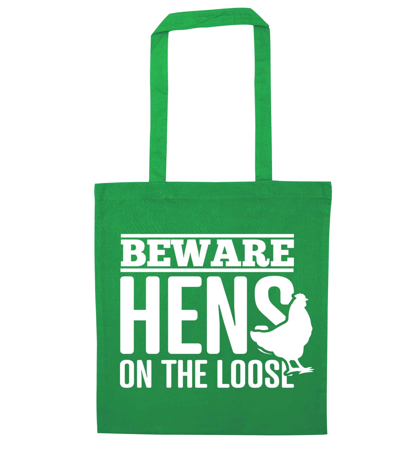 Beware hens on the loose green tote bag