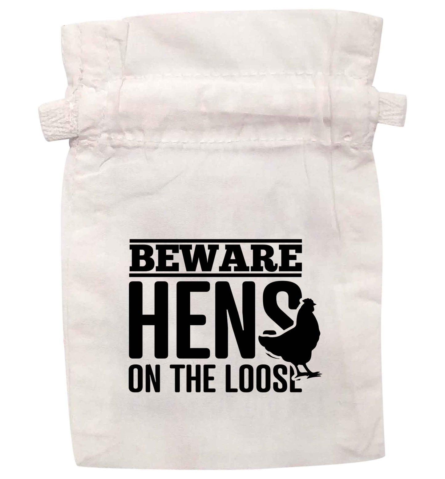 Beware hens on the loose | XS - L | Pouch / Drawstring bag / Sack | Organic Cotton | Bulk discounts available!