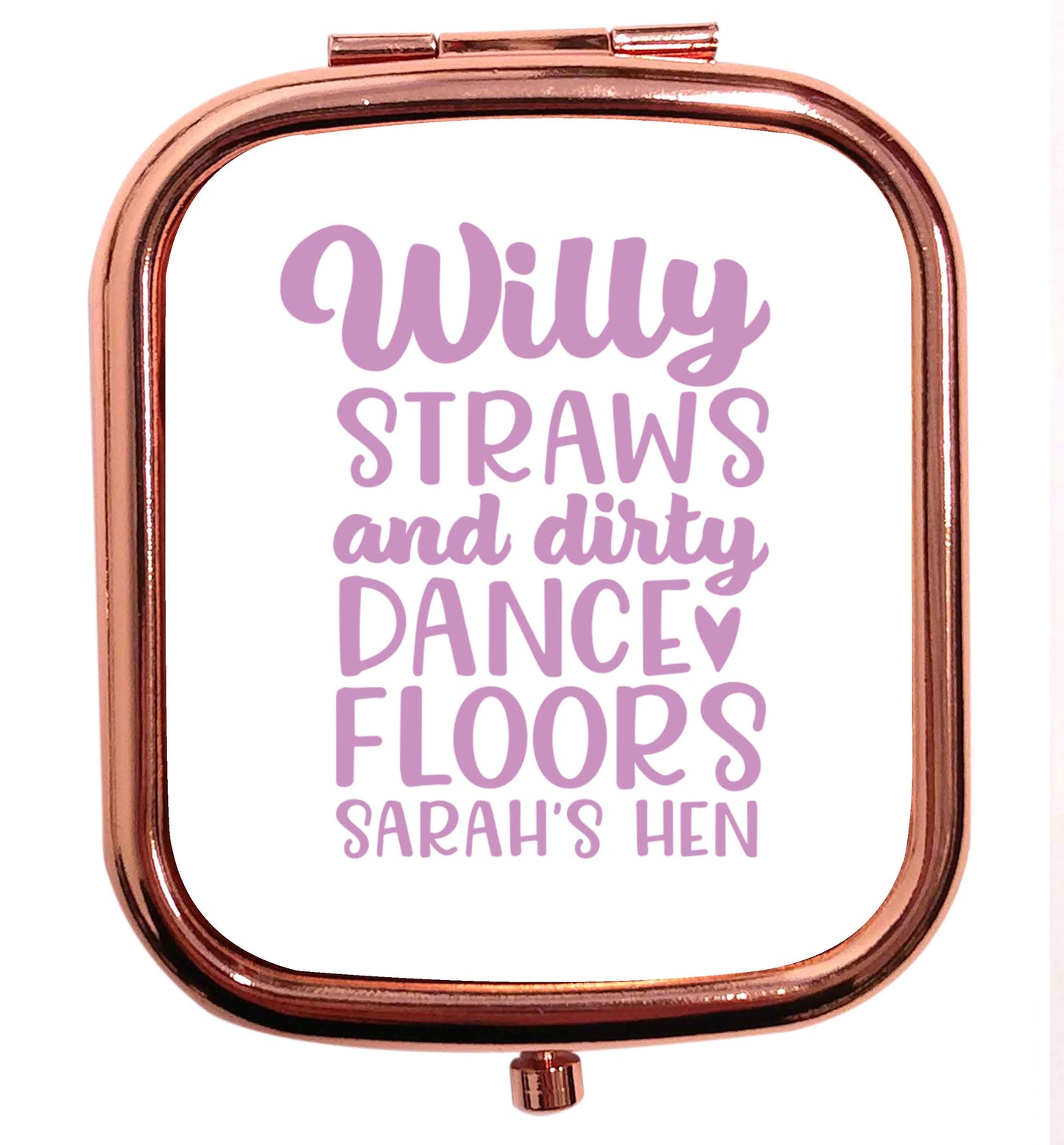 Willy straws and dirty dance floors rose gold square pocket mirror