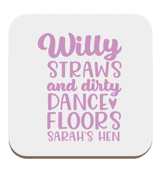 Willy straws and dirty dance floors set of four coasters