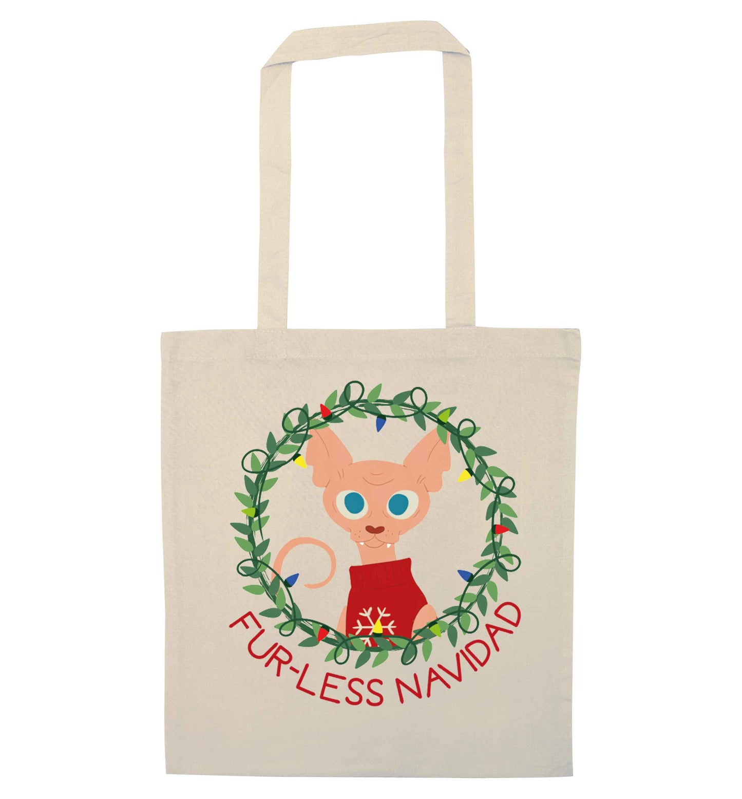 Furr-less navidad natural tote bag