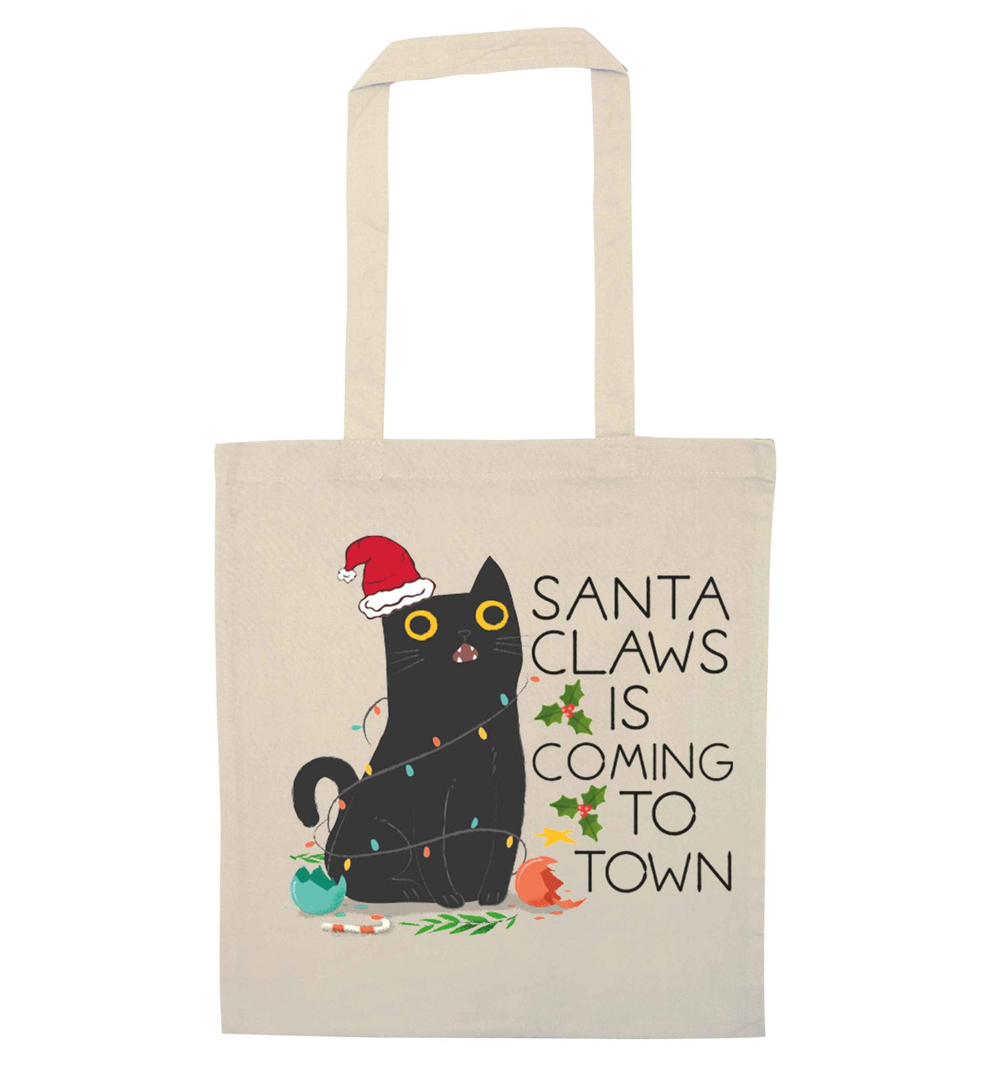 Santa claws is coming to town natural tote bag
