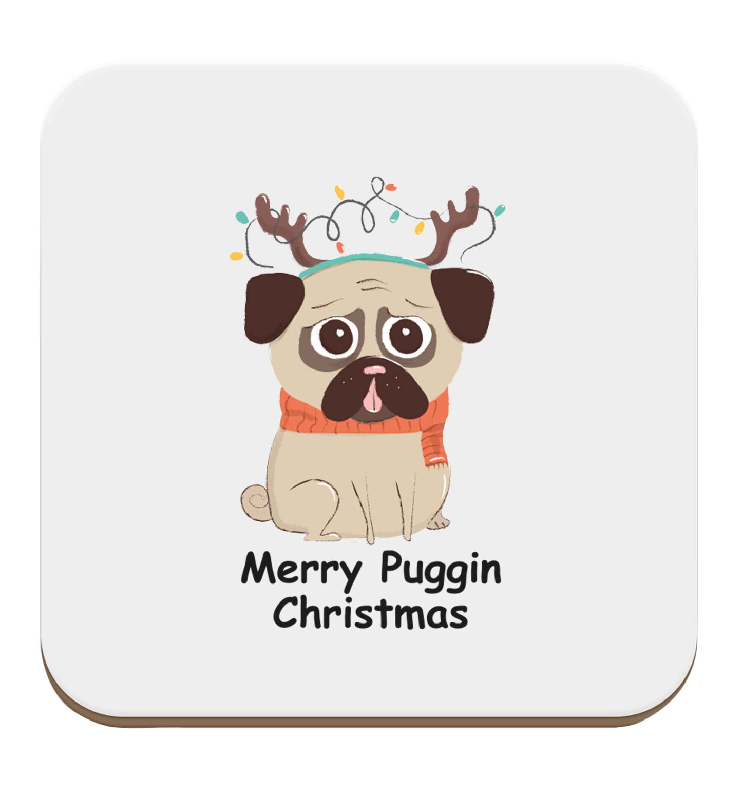 Merry puggin' Chirstmas set of four coasters