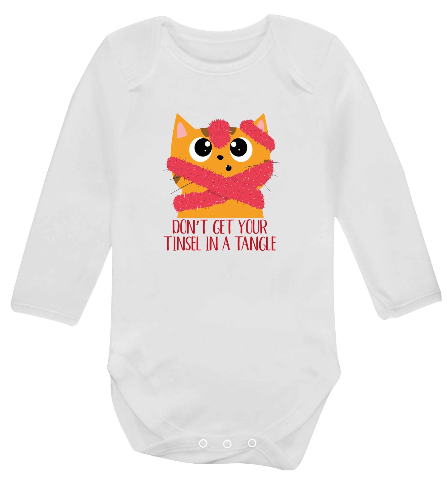 Don't get your tinsel in a tangle baby vest long sleeved white 6-12 months