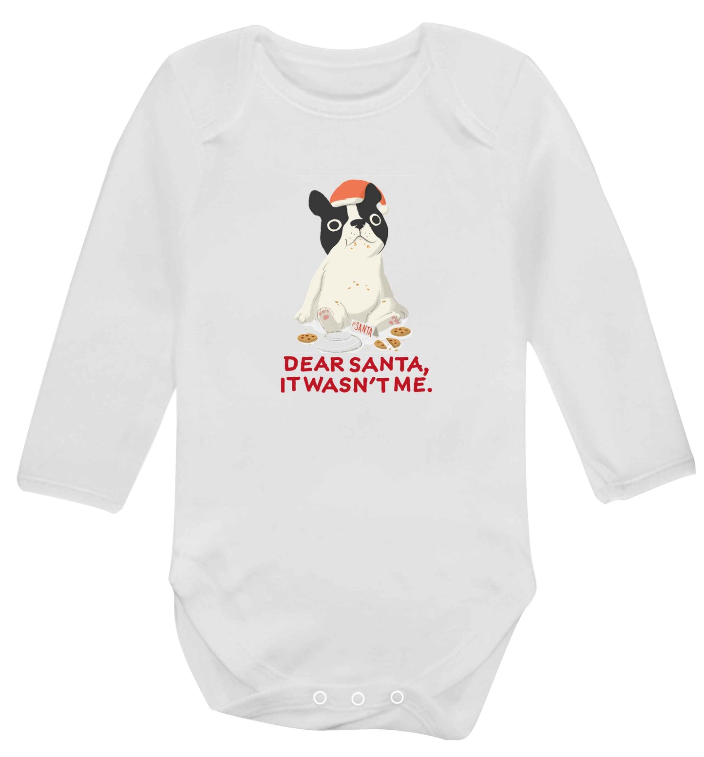 Dear Santa it wasn't me baby vest long sleeved white 6-12 months