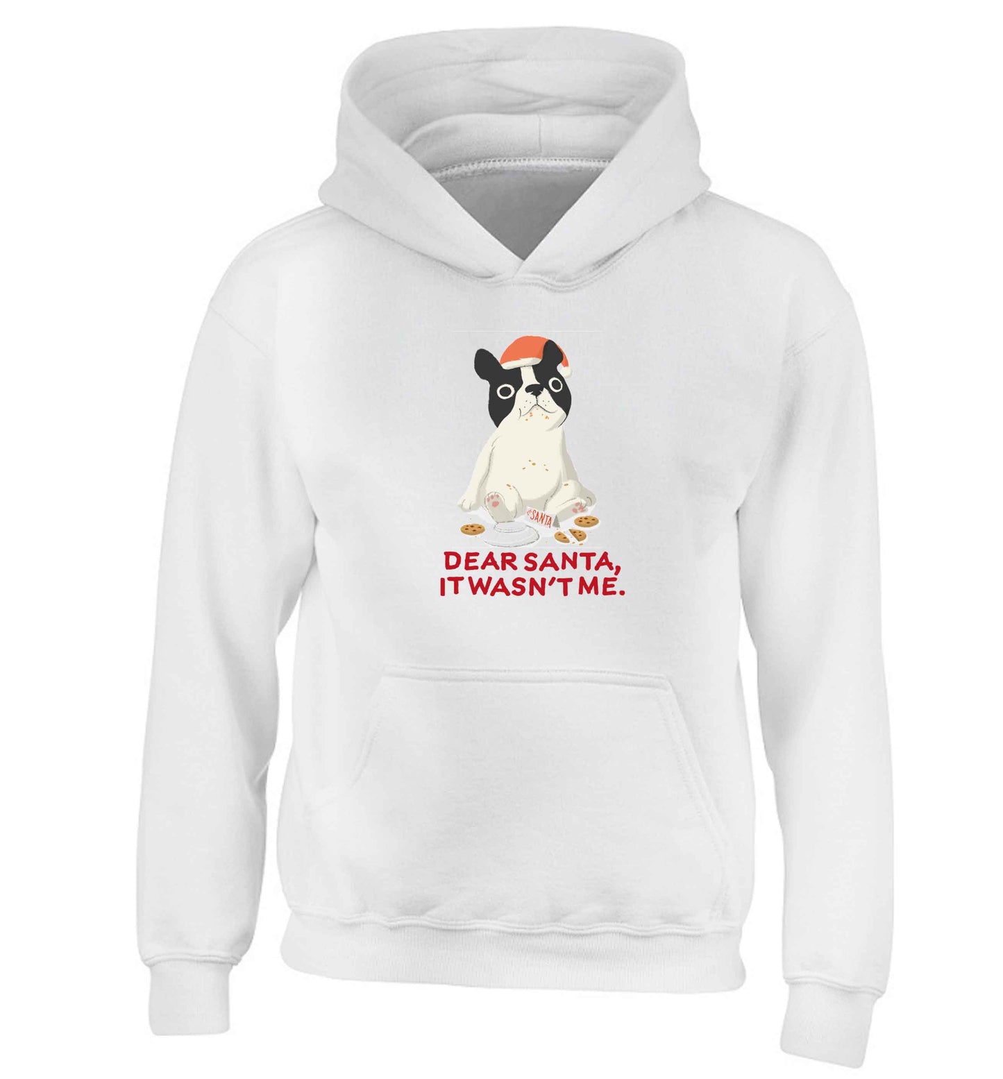 Dear Santa it wasn't me children's white hoodie 12-13 Years