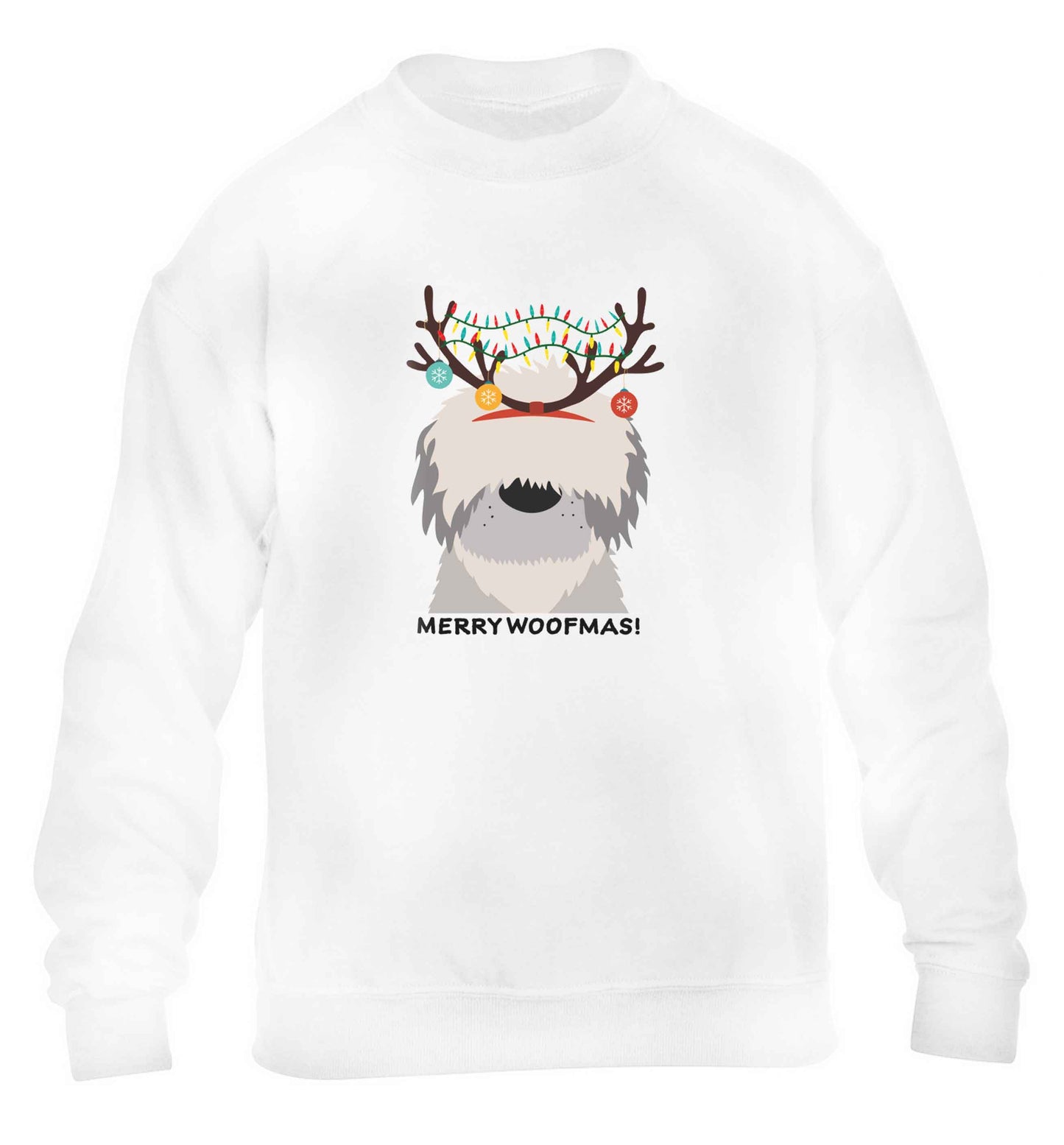Merry Woofmas! children's white sweater 12-13 Years