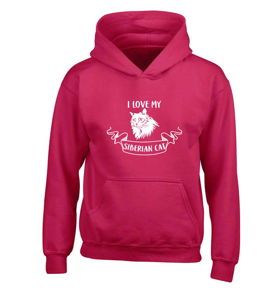 I love my siberian cat children's pink hoodie 12-13 Years