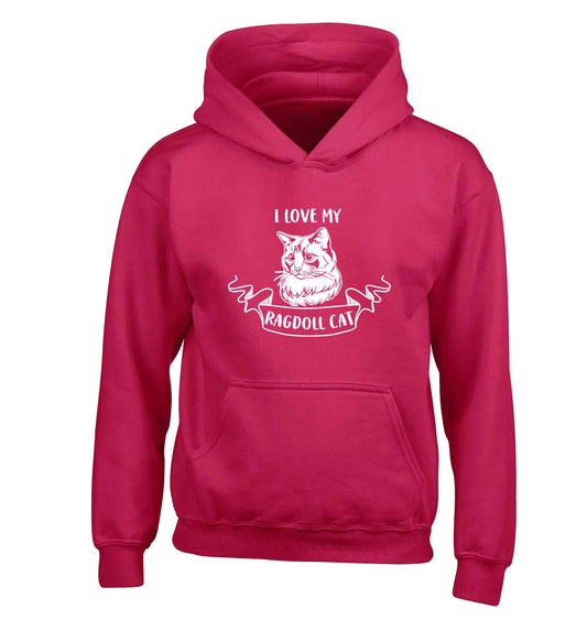 I love my ragdoll cat children's pink hoodie 12-13 Years