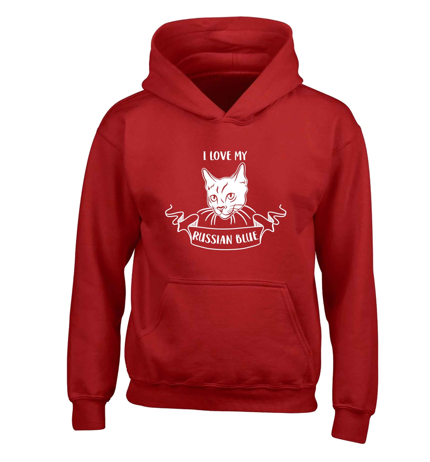I love my russian blue children's red hoodie 12-13 Years