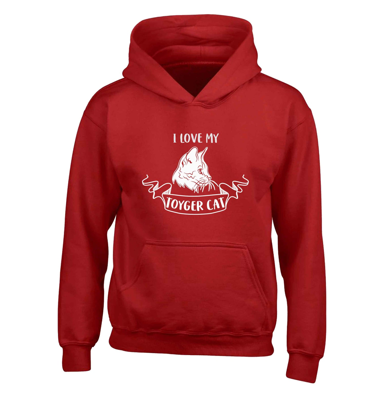 I love my toyger cat children's red hoodie 12-13 Years