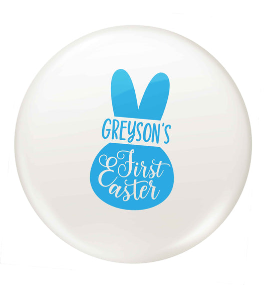 Personalised first Easter - blue bunny small 25mm Pin badge