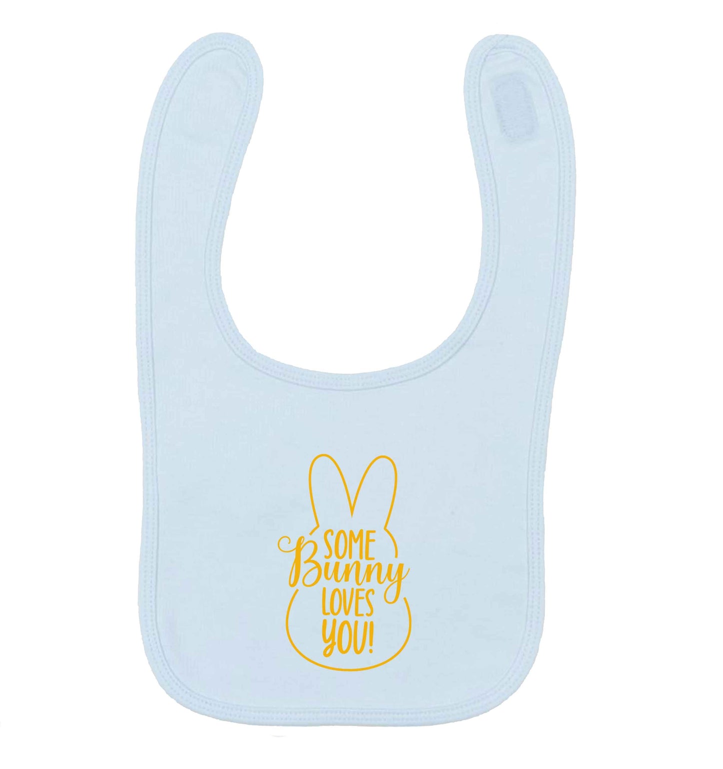Some bunny loves you pale blue baby bib