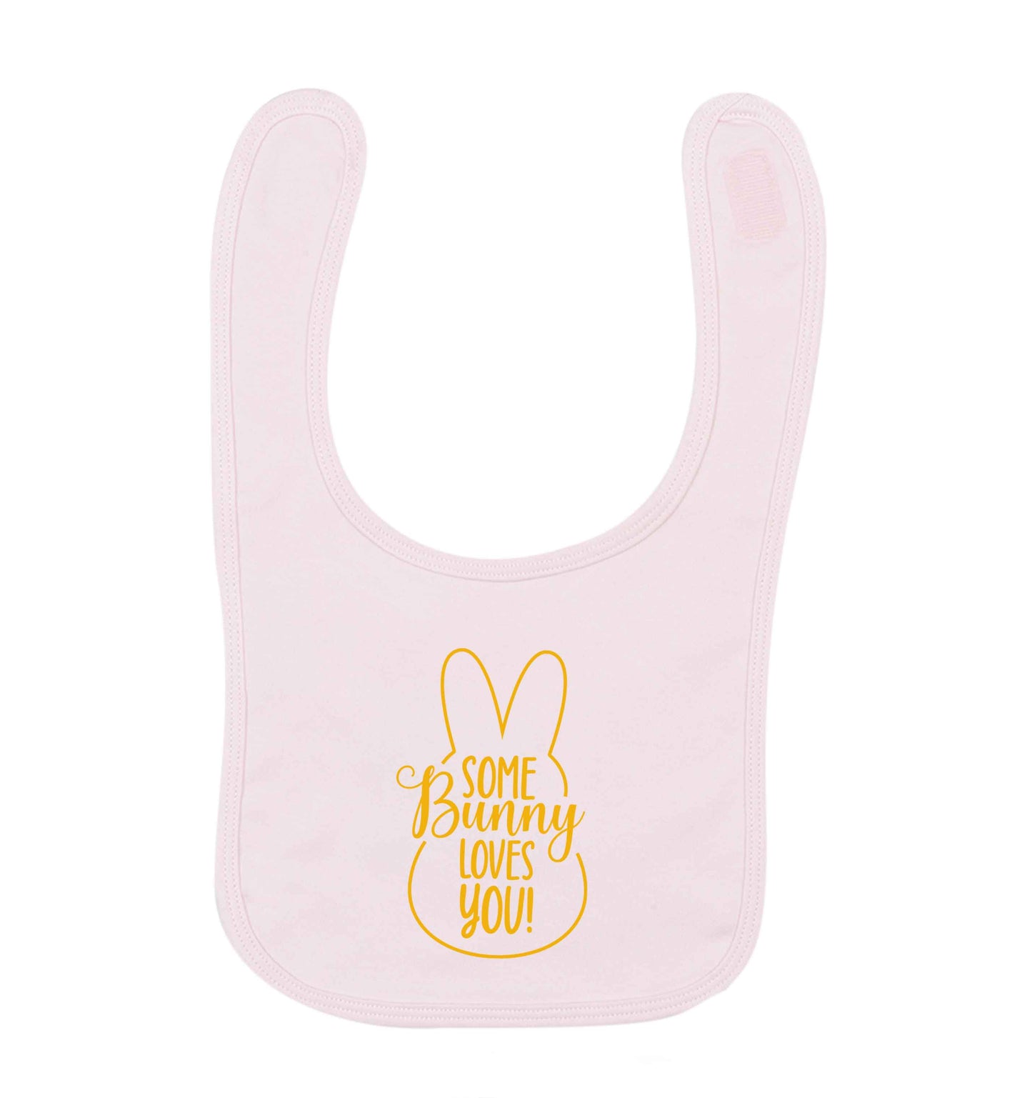 Some bunny loves you pale pink baby bib