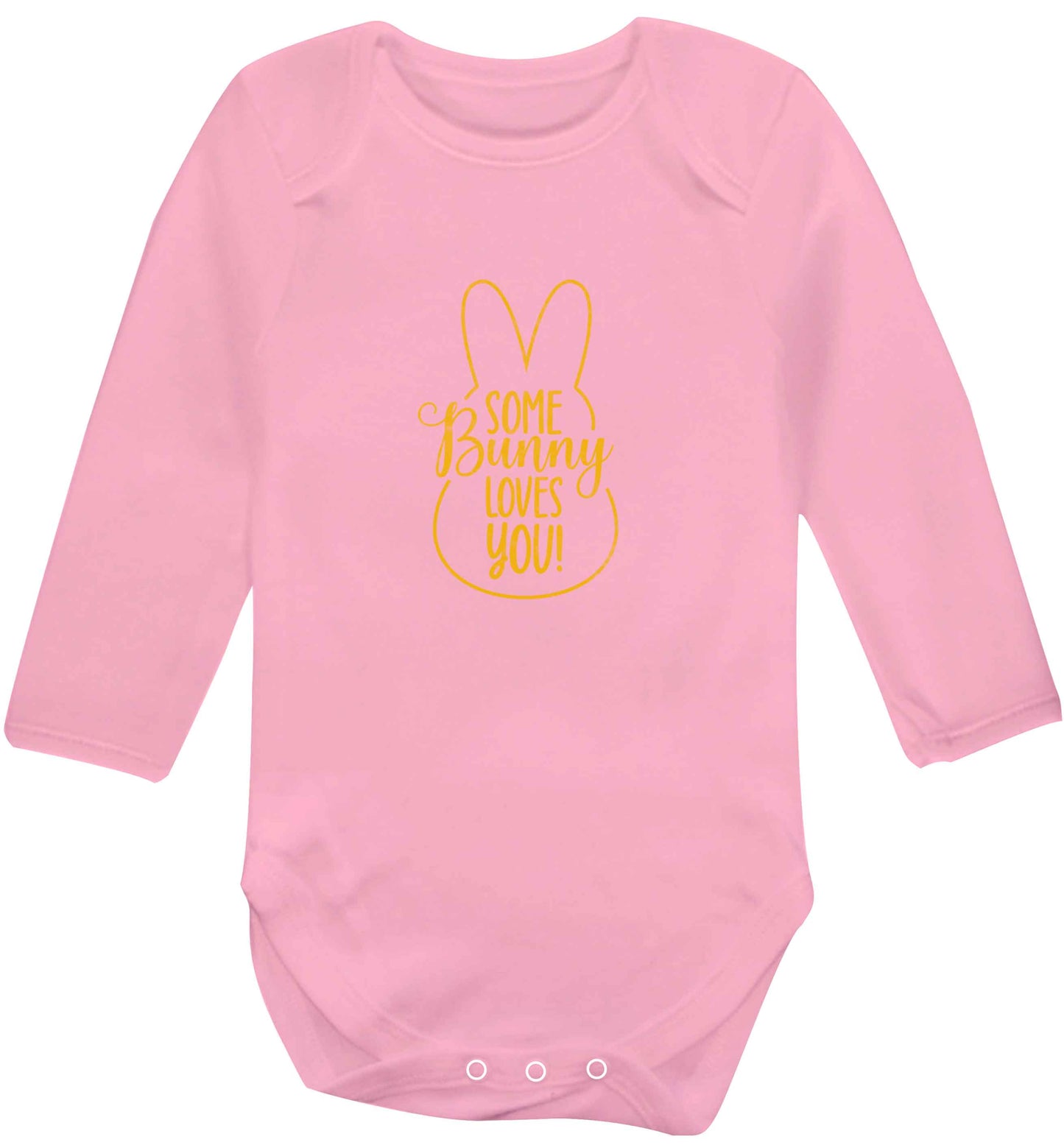 Some bunny loves you baby vest long sleeved pale pink 6-12 months