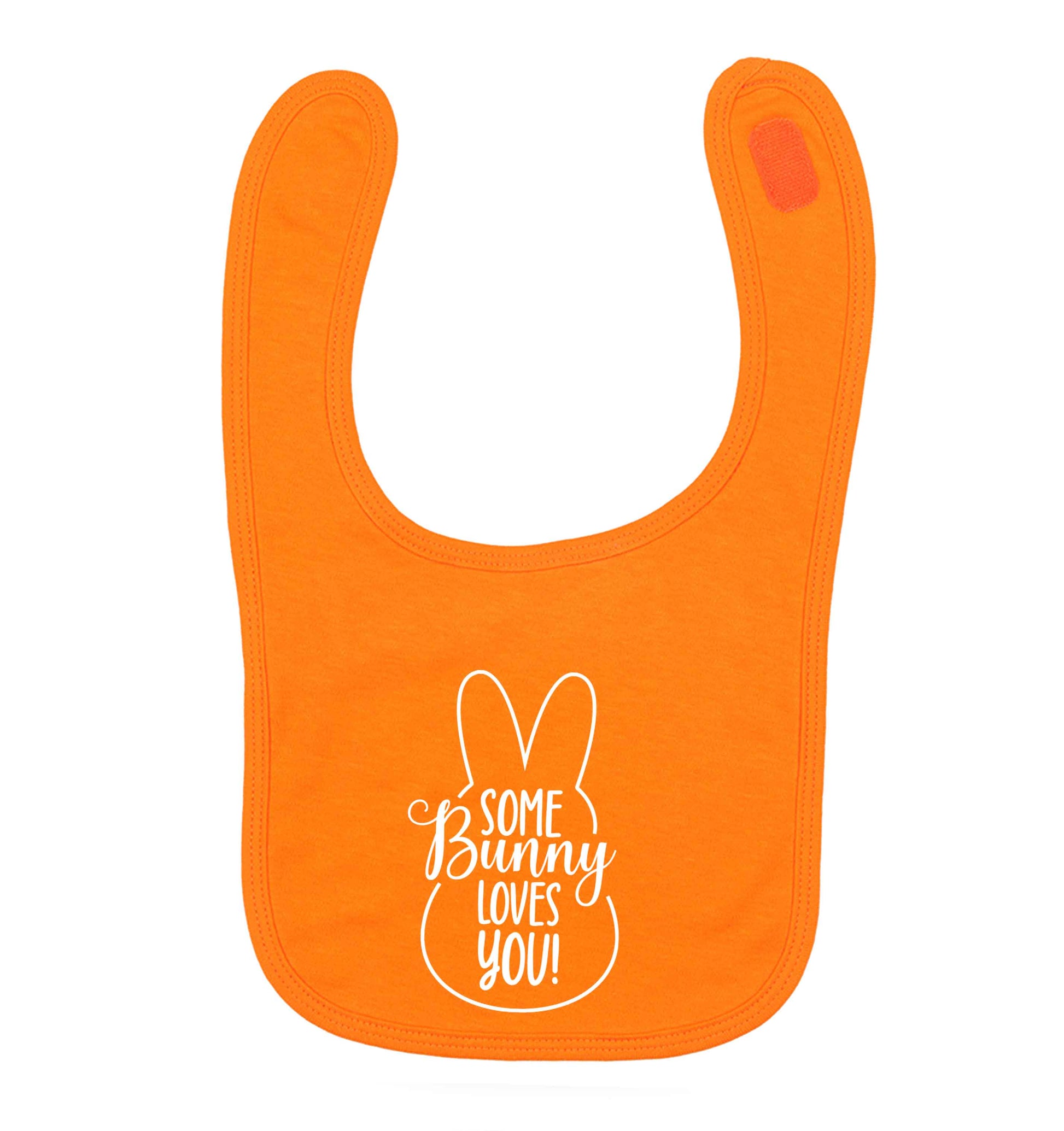 Some bunny loves you orange baby bib