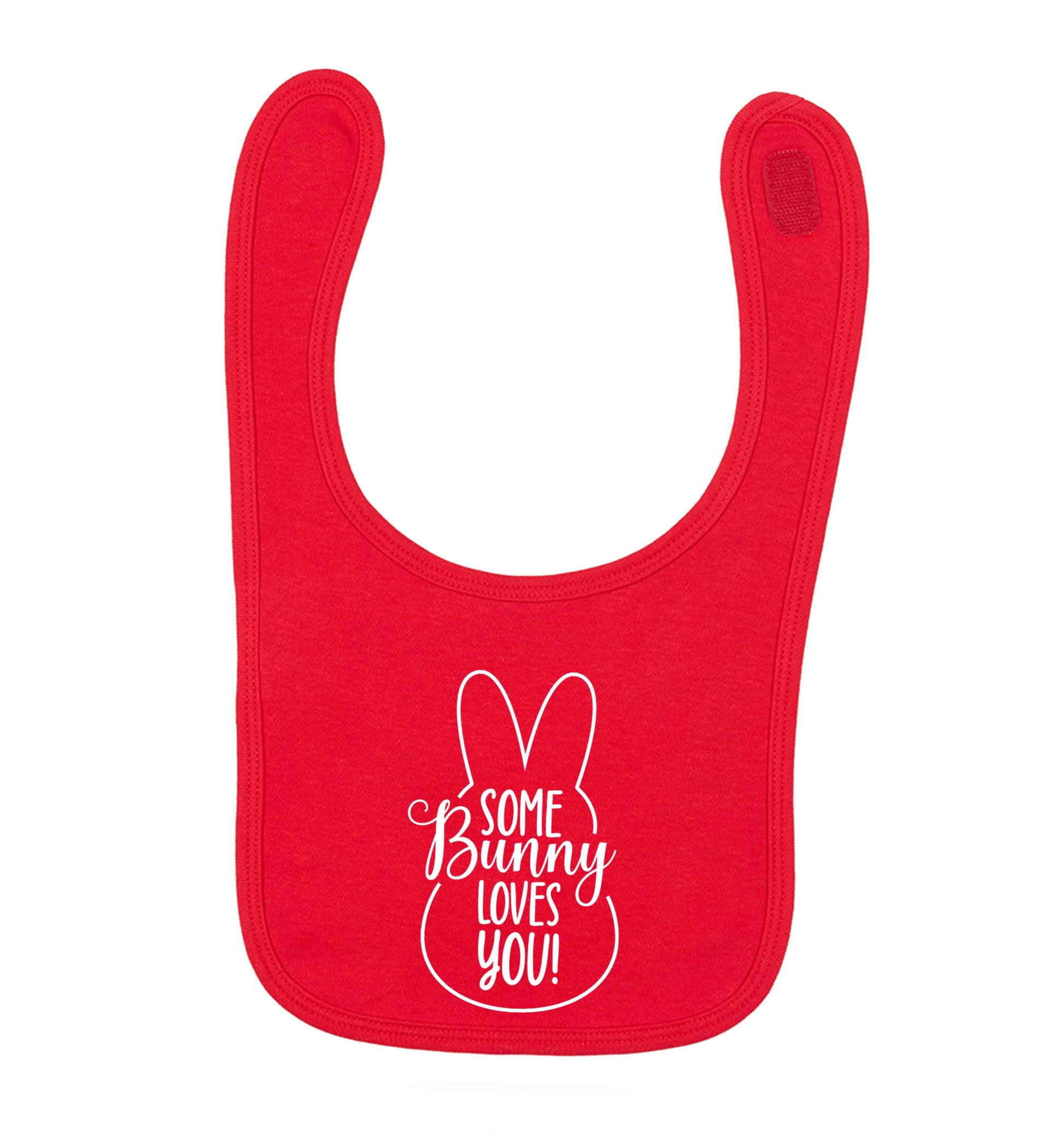 Some bunny loves you red baby bib