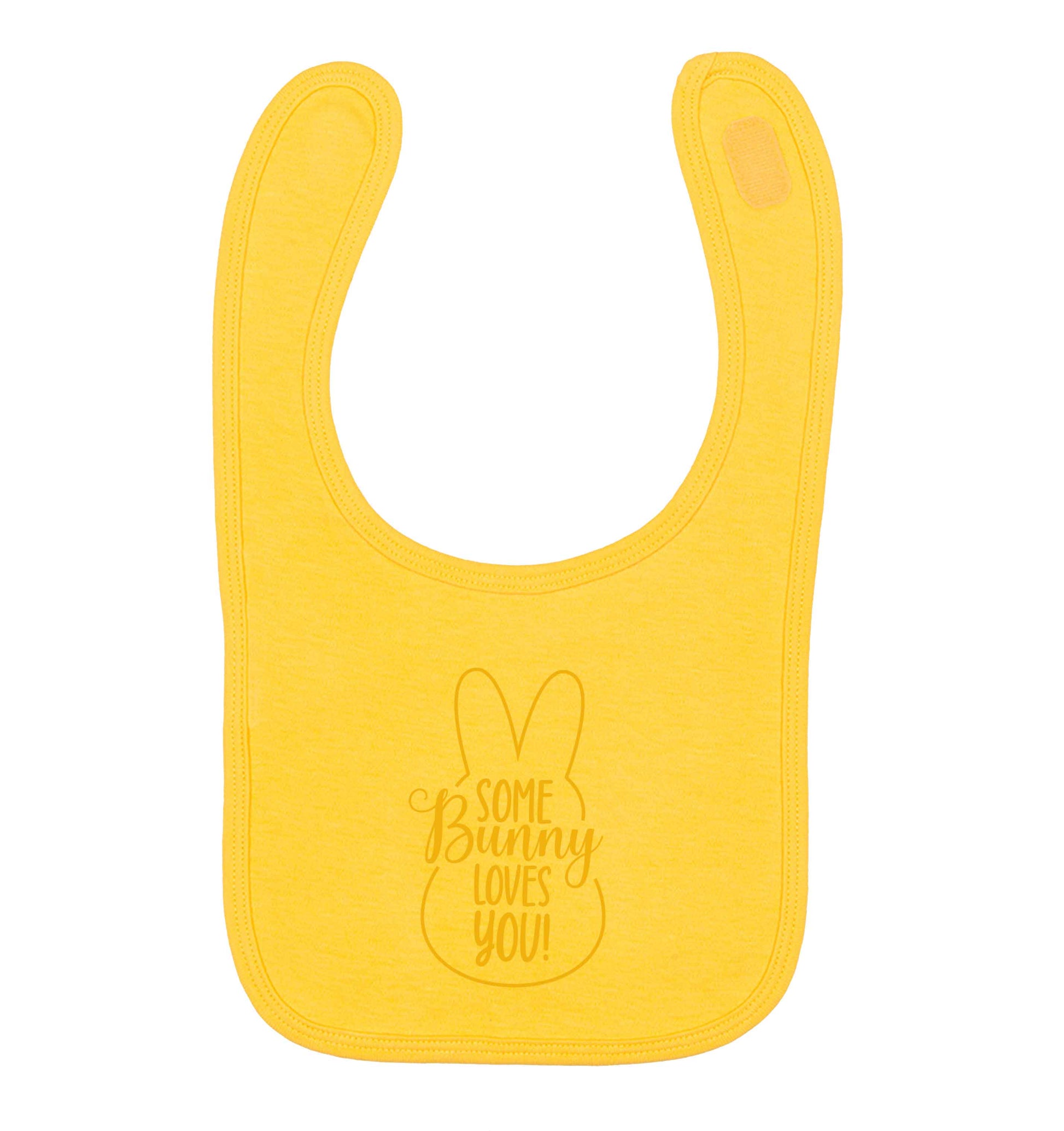 Some bunny loves you yellow baby bib