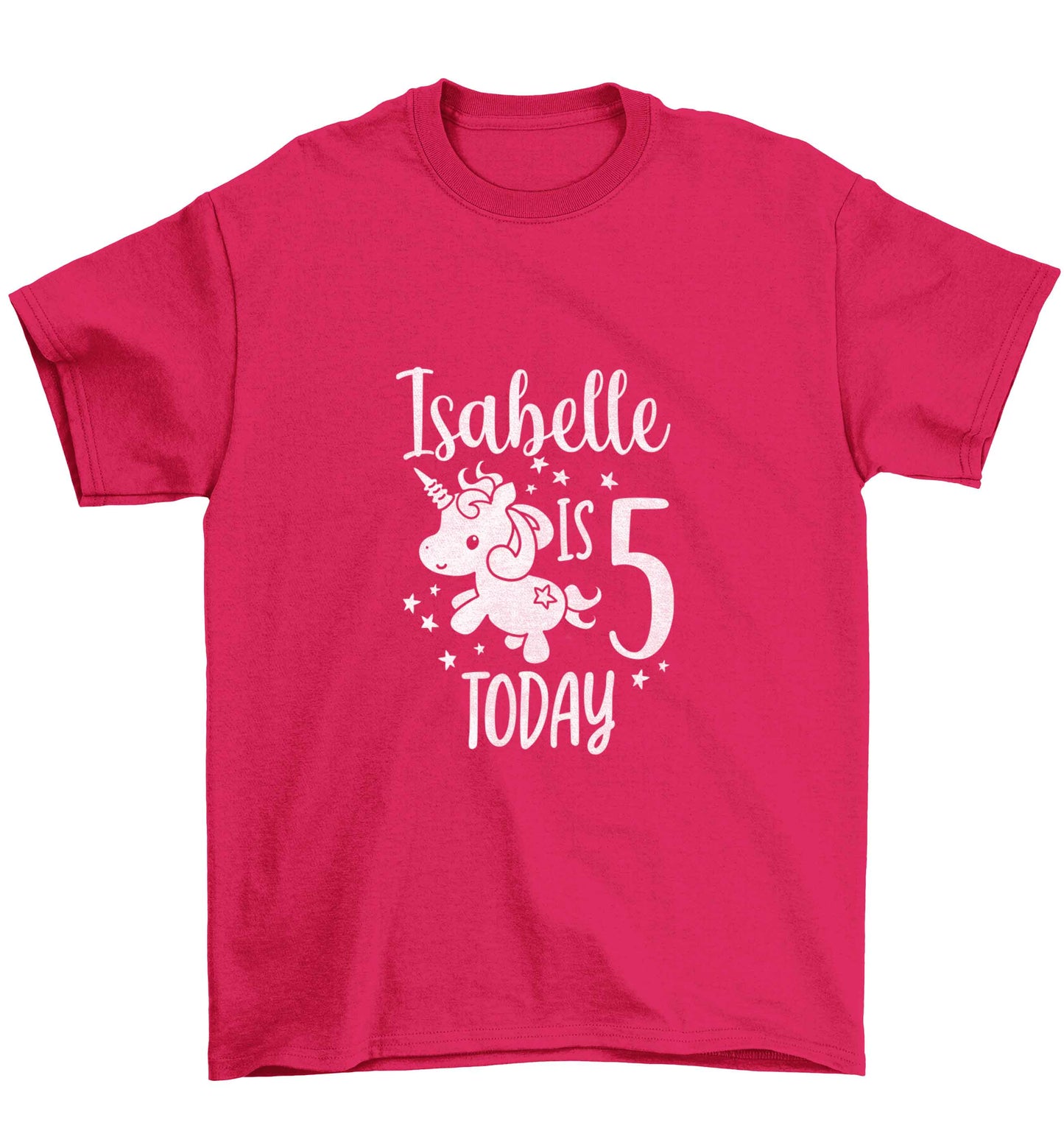 Today I am - Personalise with any name or age! Birthday unicorn Children's pink Tshirt 12-13 Years