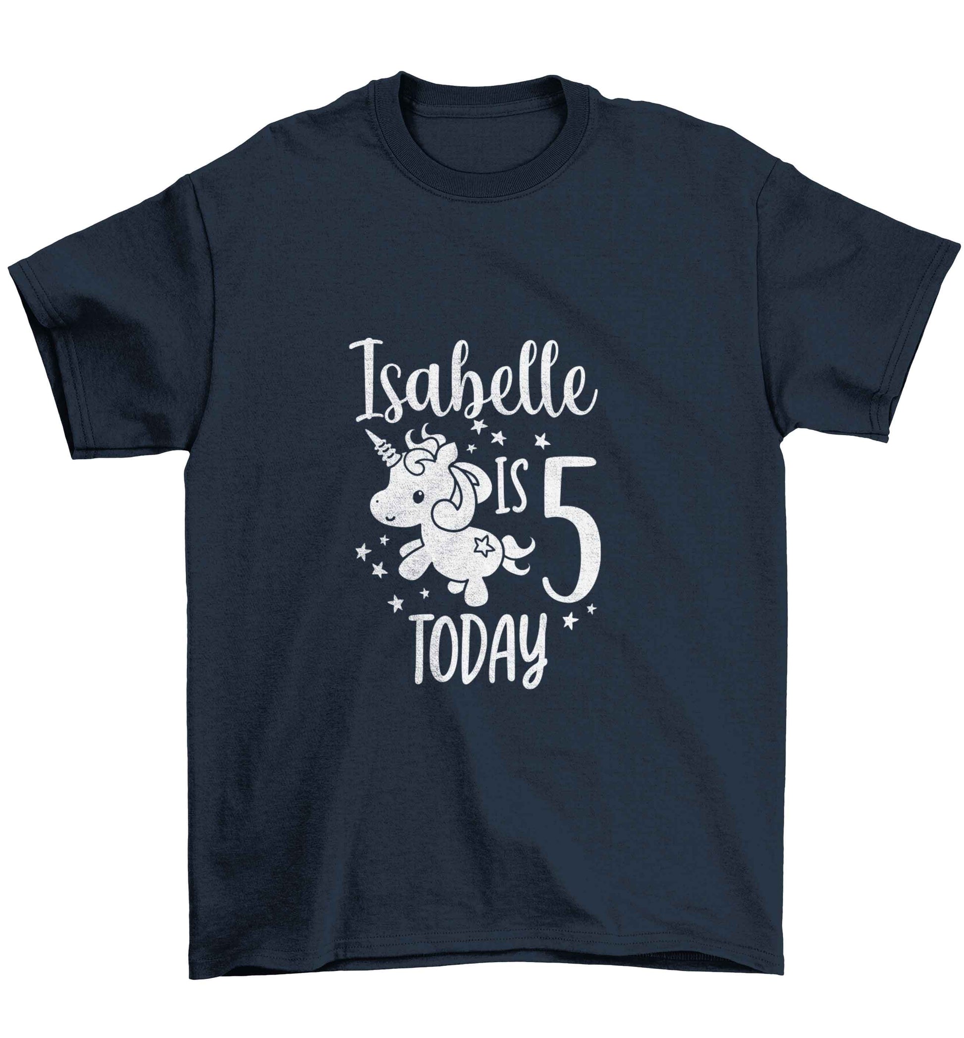 Today I am - Personalise with any name or age! Birthday unicorn Children's navy Tshirt 12-13 Years