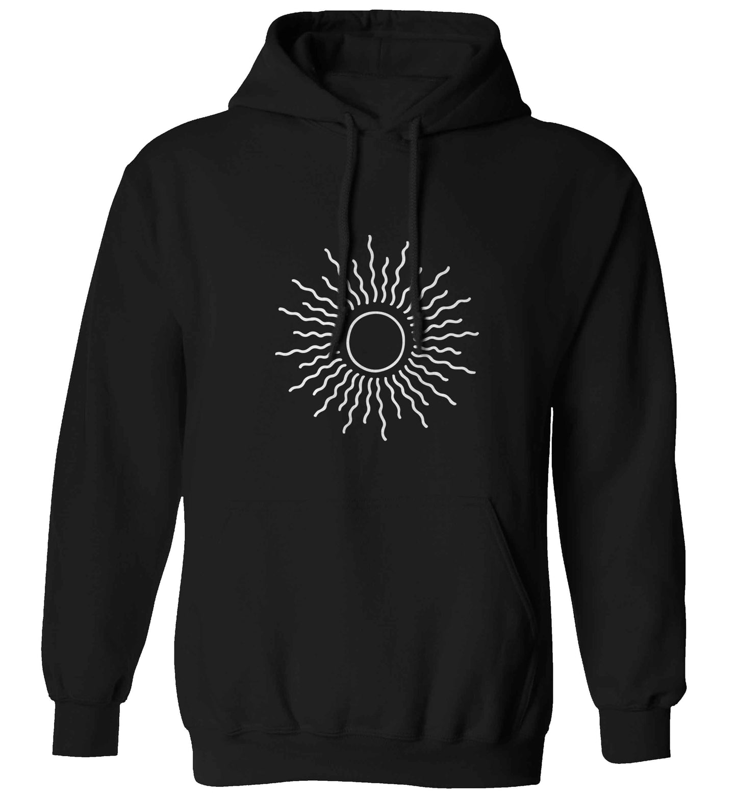 Sun illustration adults unisex black hoodie 2XL
