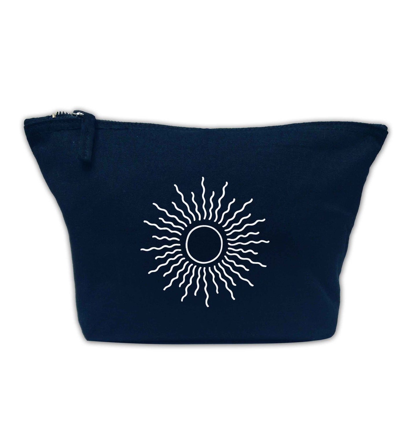 Sun illustration navy makeup bag