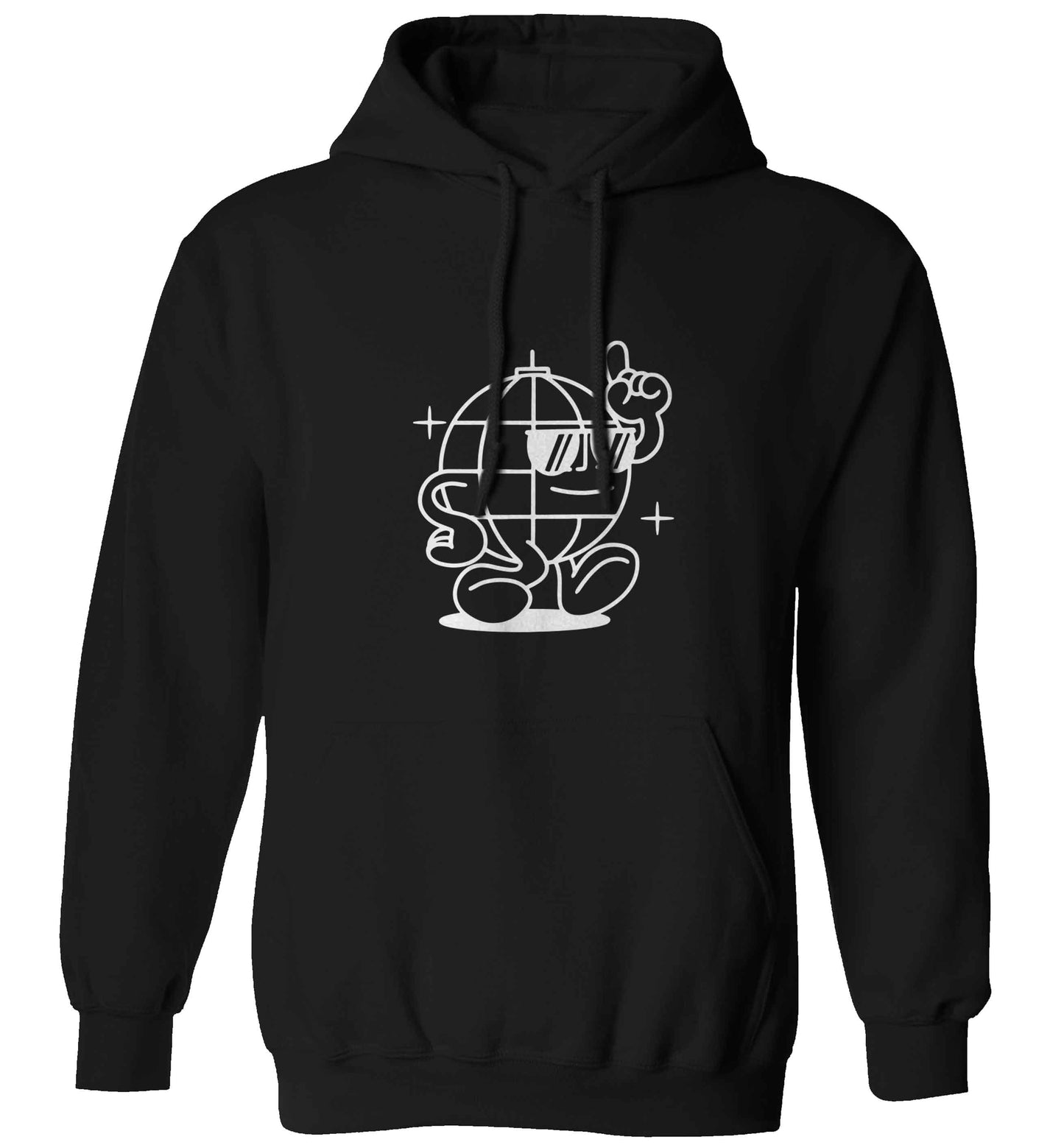 Disco ball adults unisex black hoodie 2XL