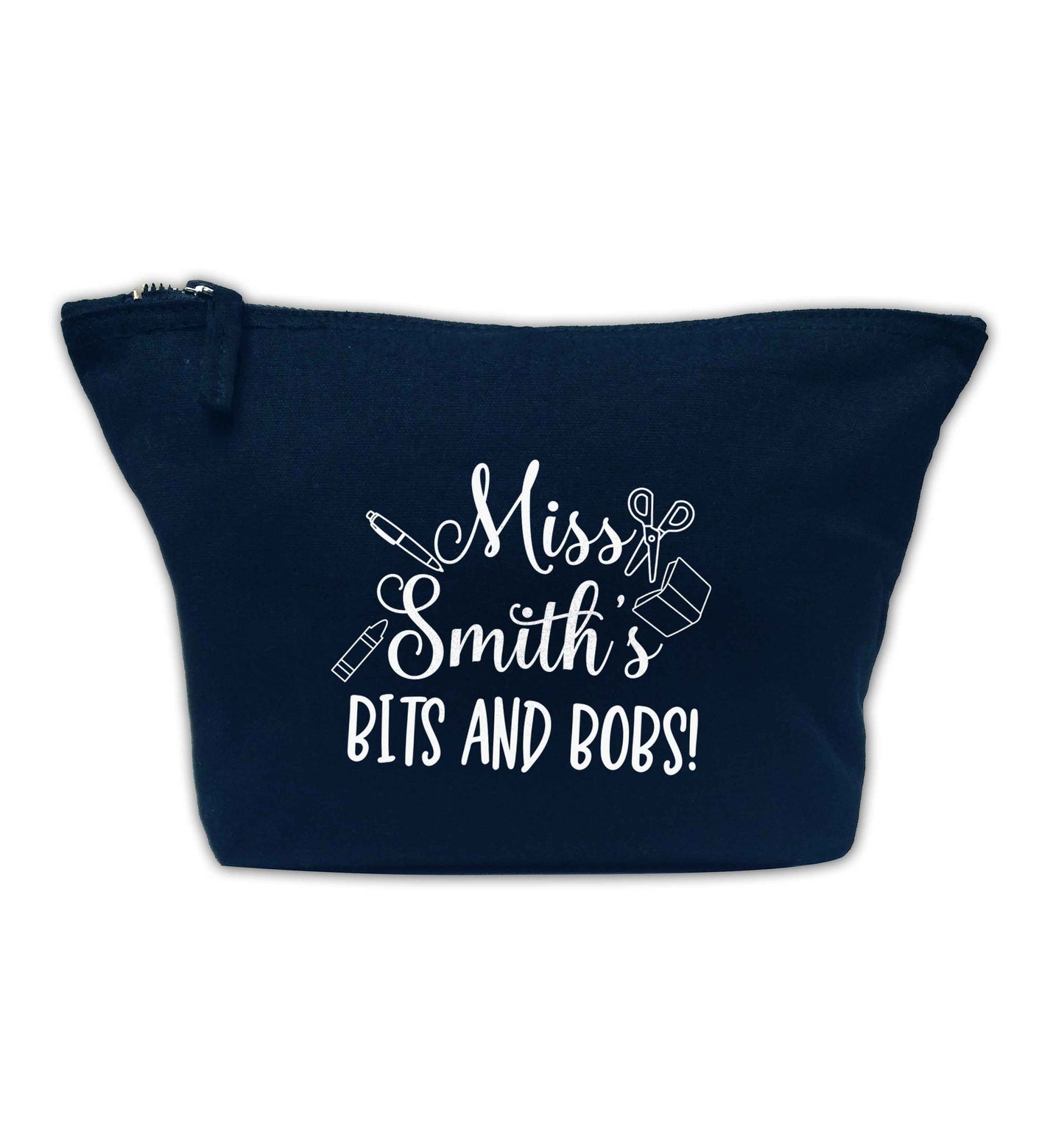 Miss personalised teachers bits and bobs navy makeup bag