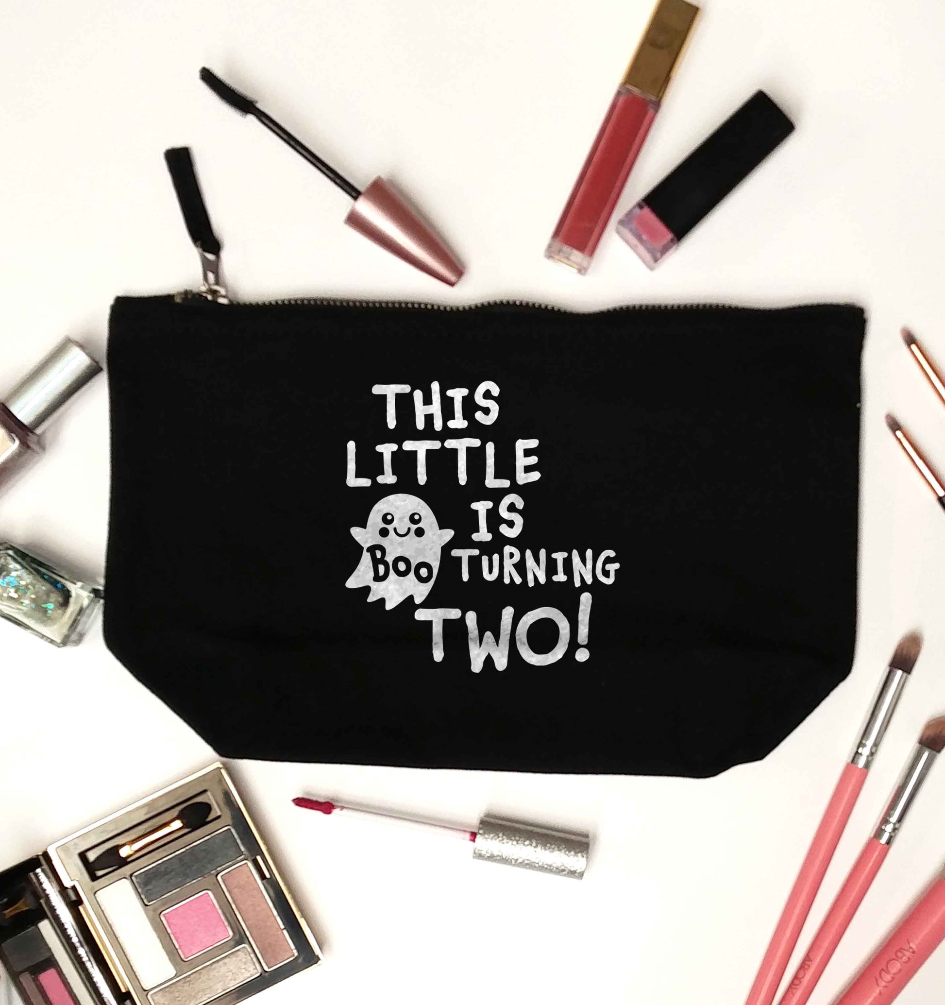This little boo is turning two black makeup bag