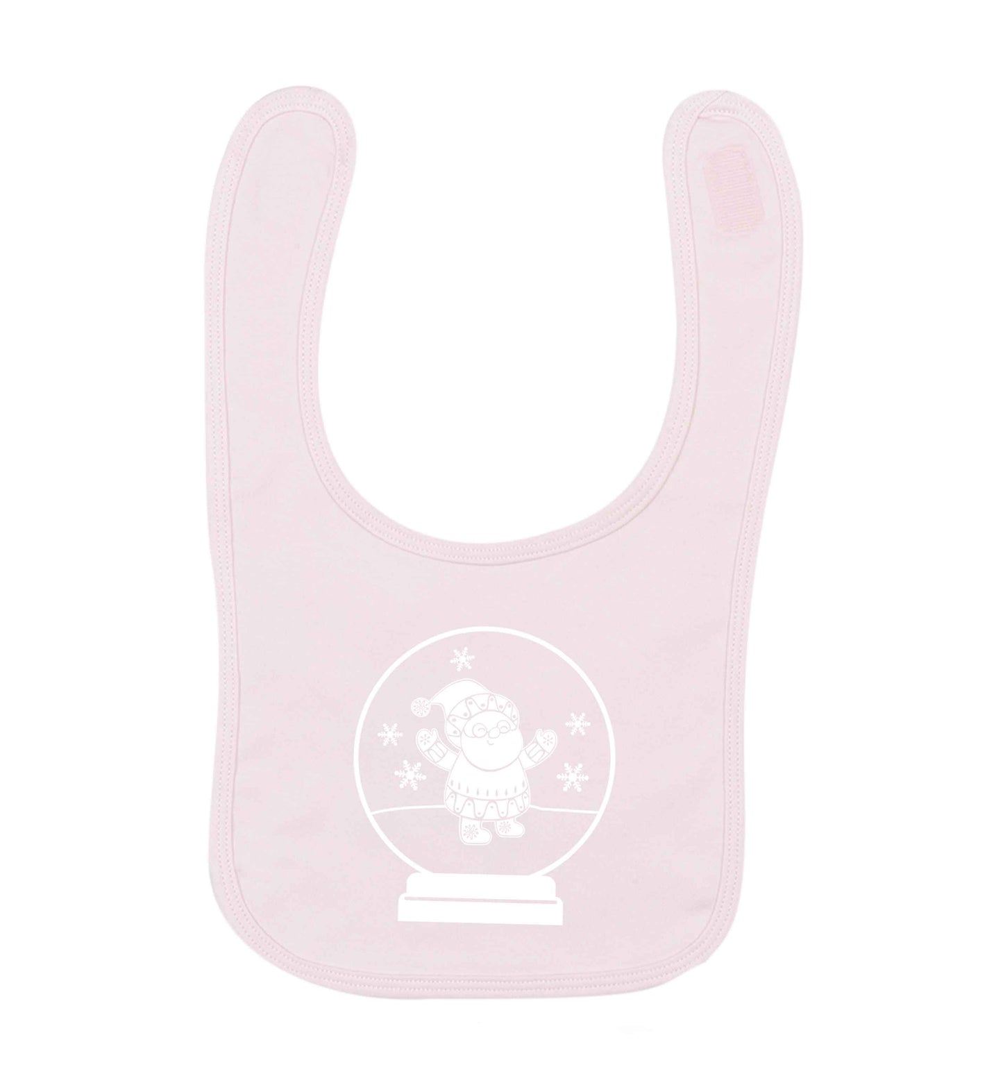 Santa snowglobe pale pink baby bib